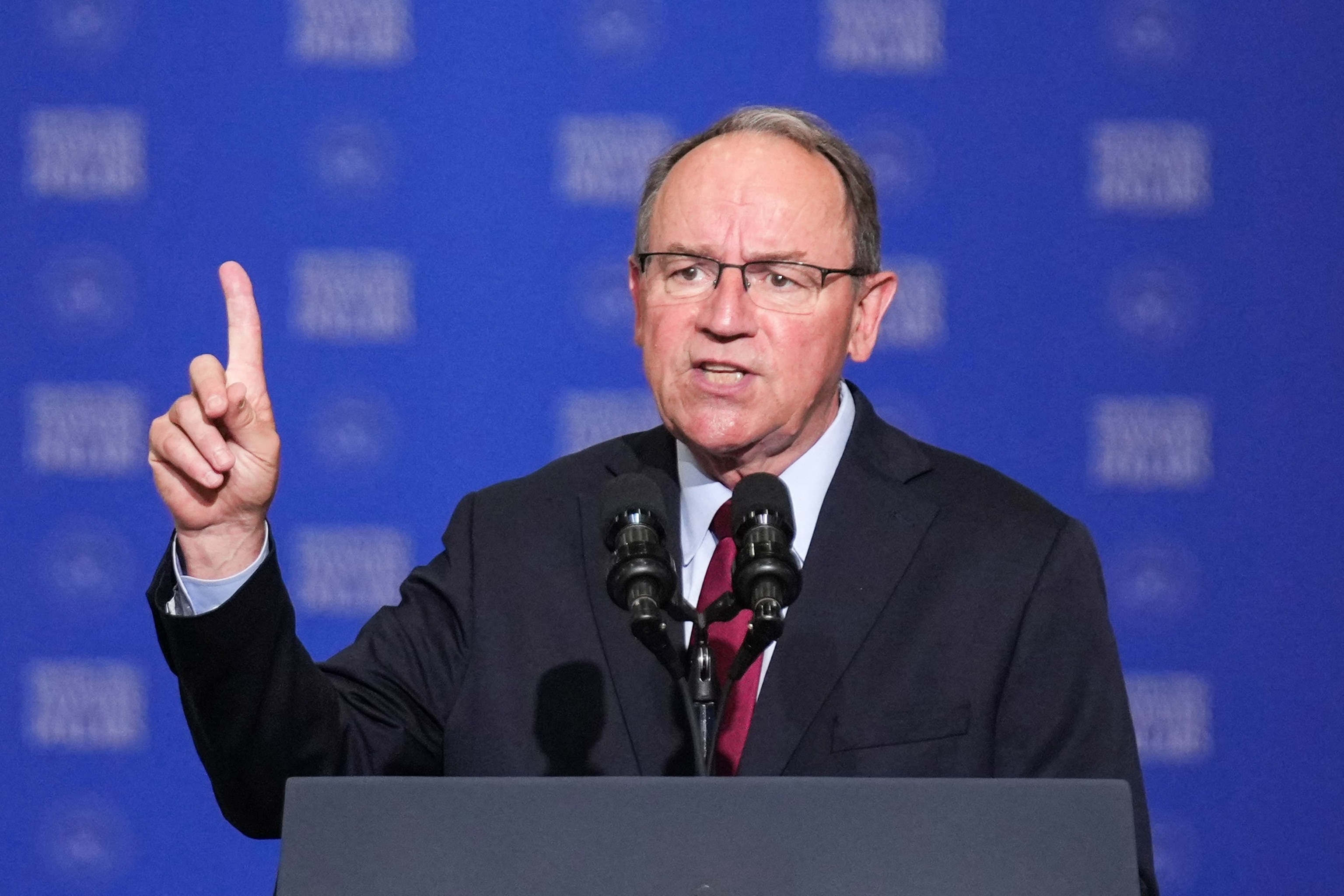U.S. Rep. Tom Tiffany, R-Wis)., speaks before U.S. Vice President JD Vance delivers remarks on the administration's work to combat fraud in Milwaukee, Wisconsin, on July 8, 2026.