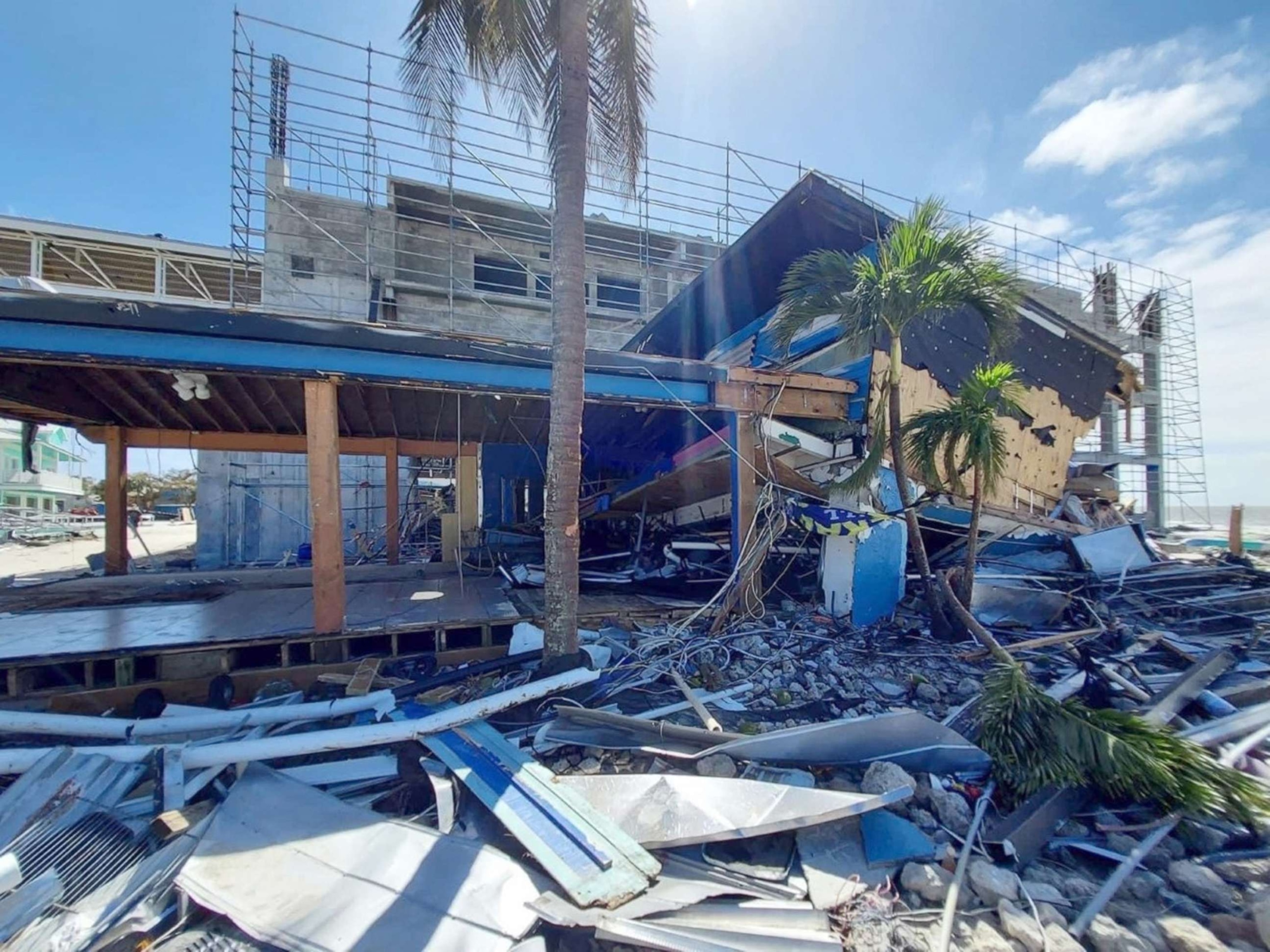 PHOTO: Damages to The Salty Crab Bar & Grill from the passage of Hurricane Ian in Fort Myers, Fla., are seen in an undated photo.