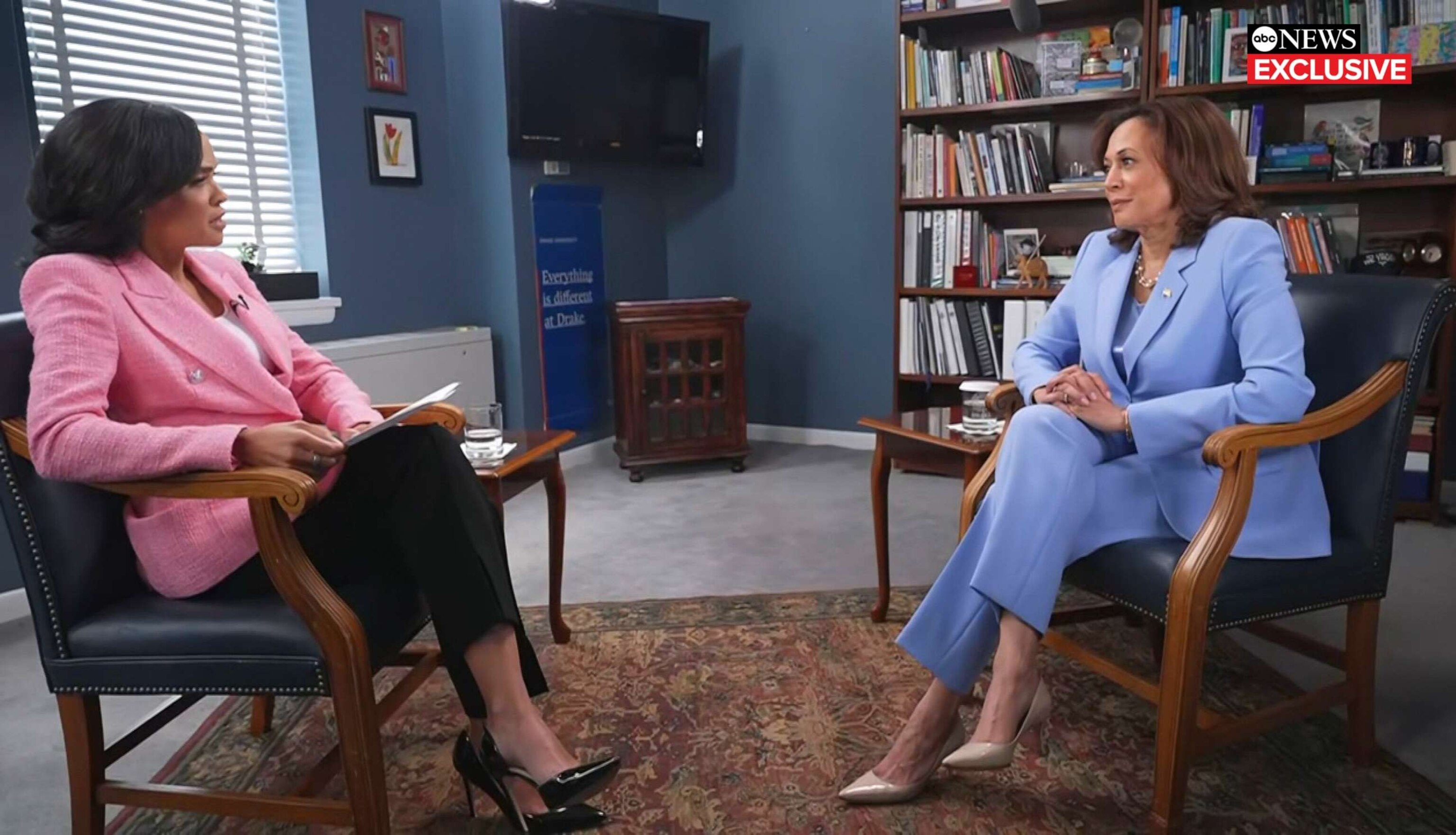 PHOTO: Vice President Kamala Harris speaks with Linsey Davis during an interview with ABC News, July 28, 2023.