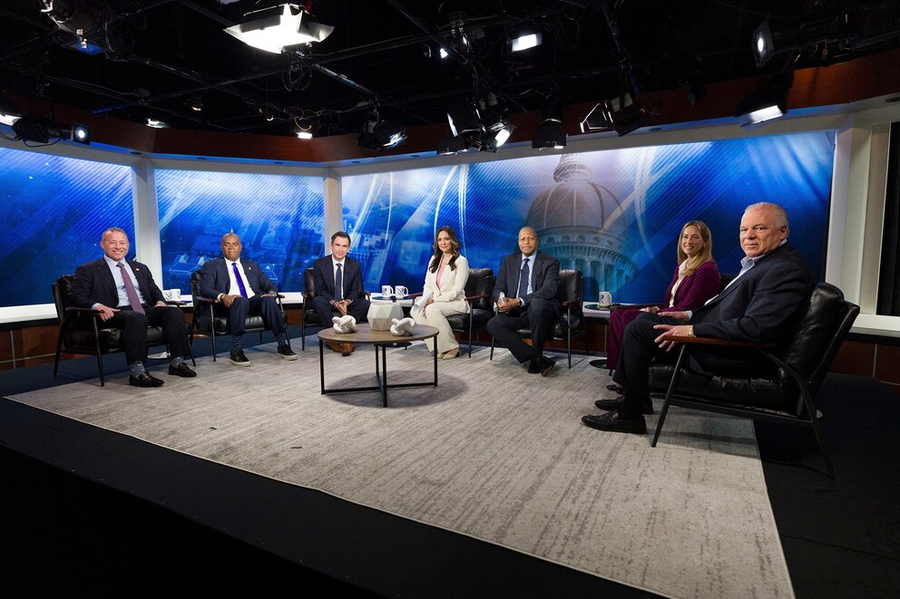 PHOTO: New Jersey Democratic gubernatorial primary debate, May 12, 2025, in Newark, N.J. 