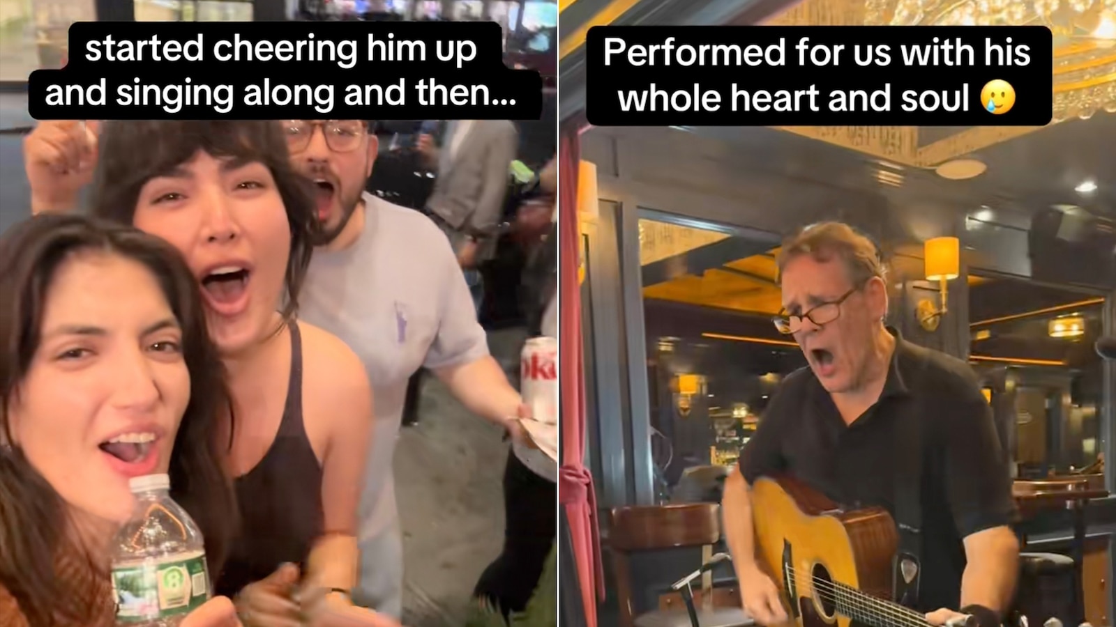 Strangers stop to cheer on musician performing at empty New York City restaurant