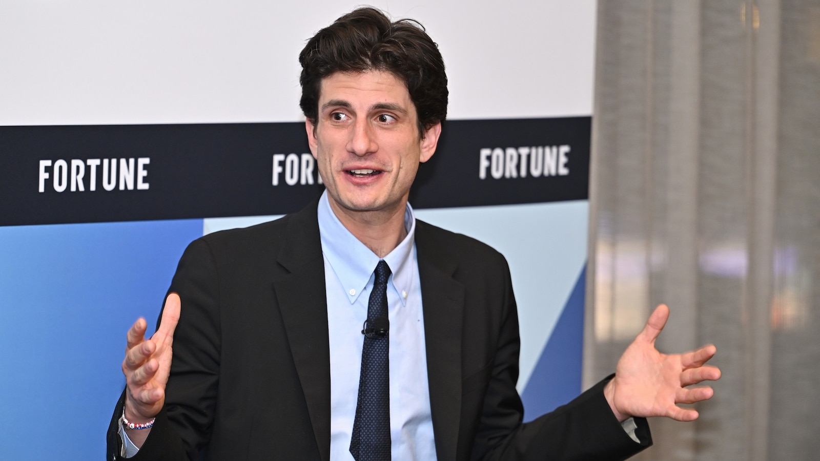 NEW YORK, NEW YORK - MARCH 18: Democratic Congressional Candidate Jack Schlossberg speaks during Fortune CEO Initiative New York Dinner at Ci Siamo on March 18, 2026 in New York City. 