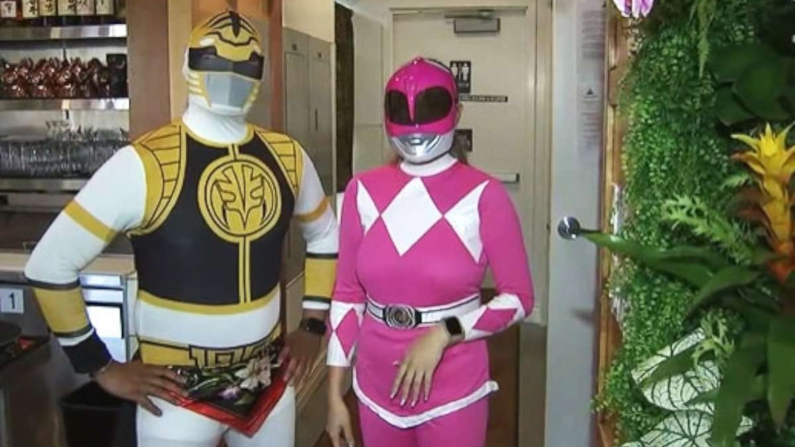 One Ranger Scene Servers dressed as Power Rangers ward off woman's attacker inside ...