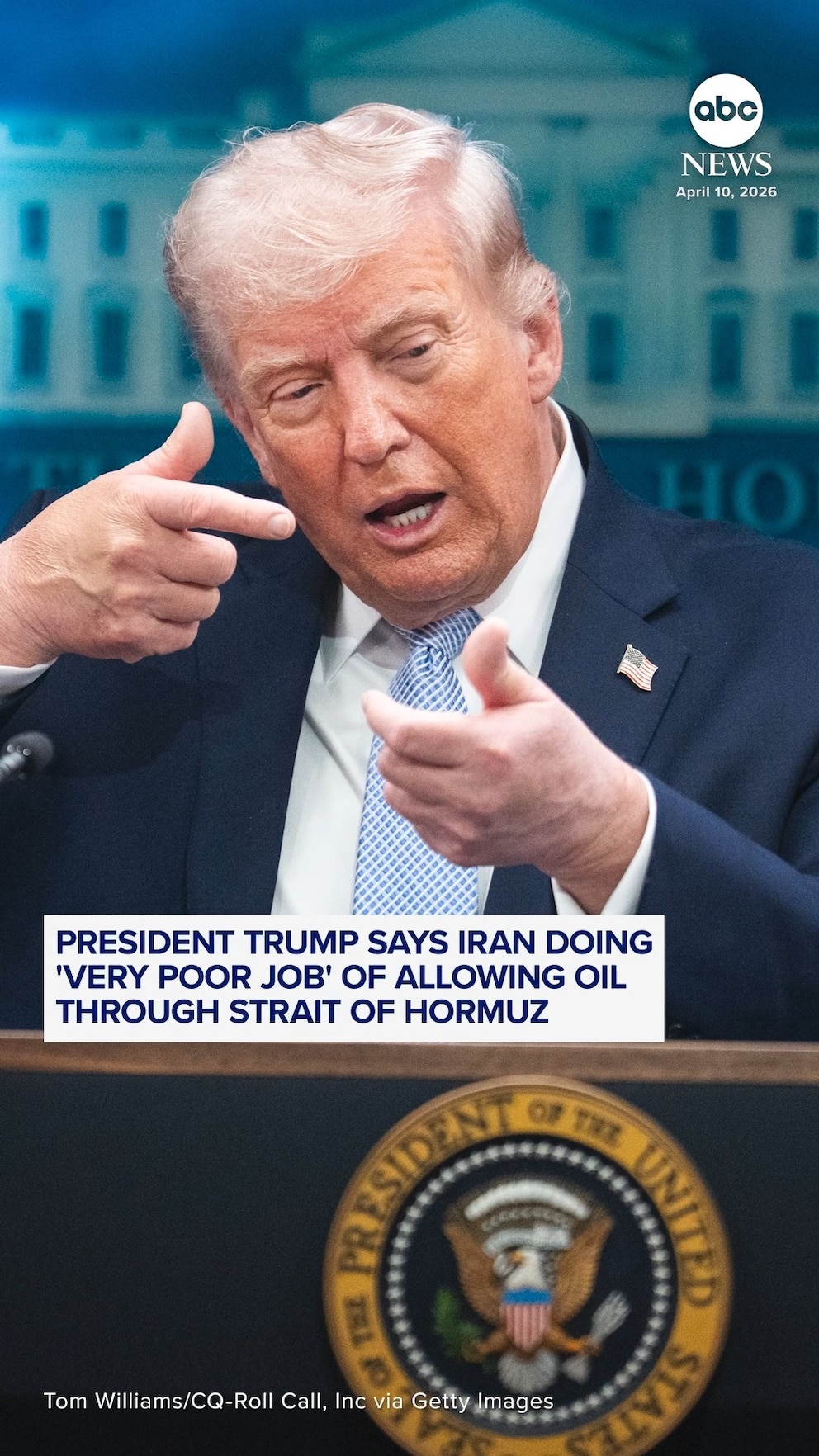 WATCH:  Trump says Iran doing 'very poor job' of allowing oil through Strait of Hormuz