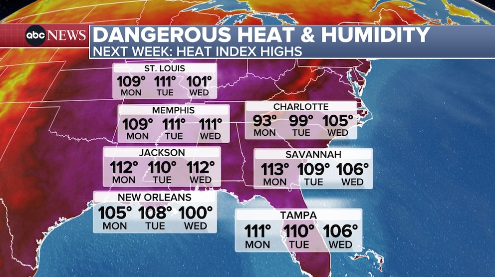 PHOTO:  dangerous heat and humidity map