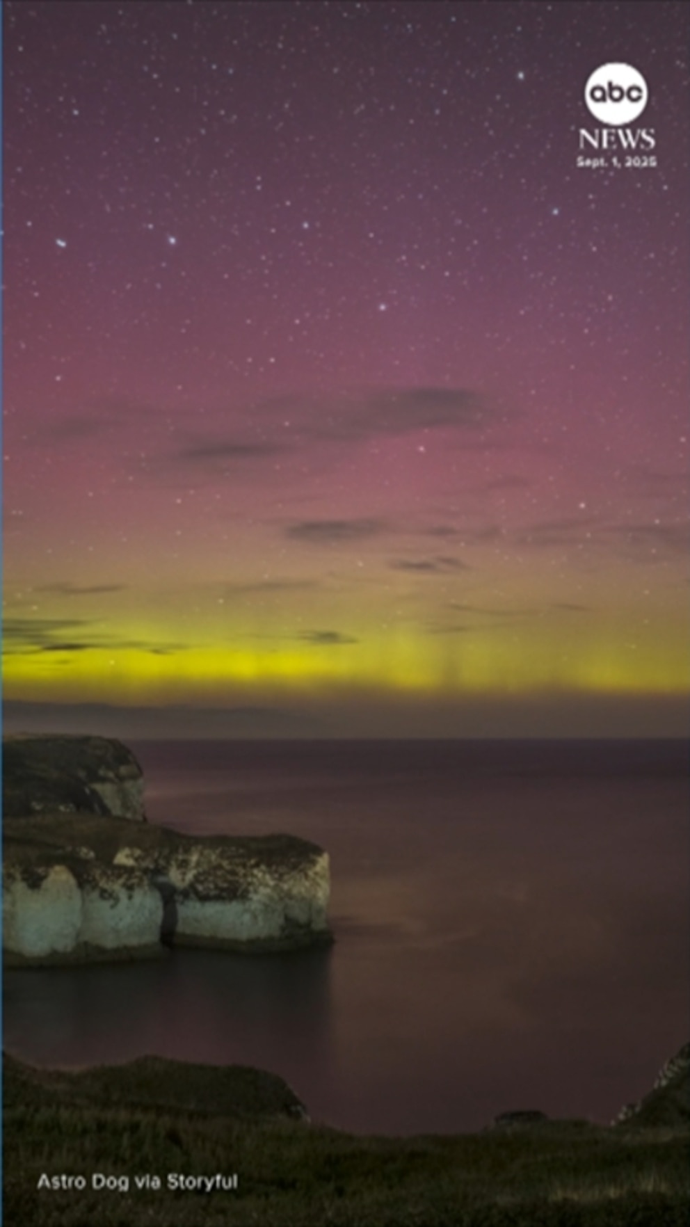 NextImg:Video Northern lights stun off of English white cliffs