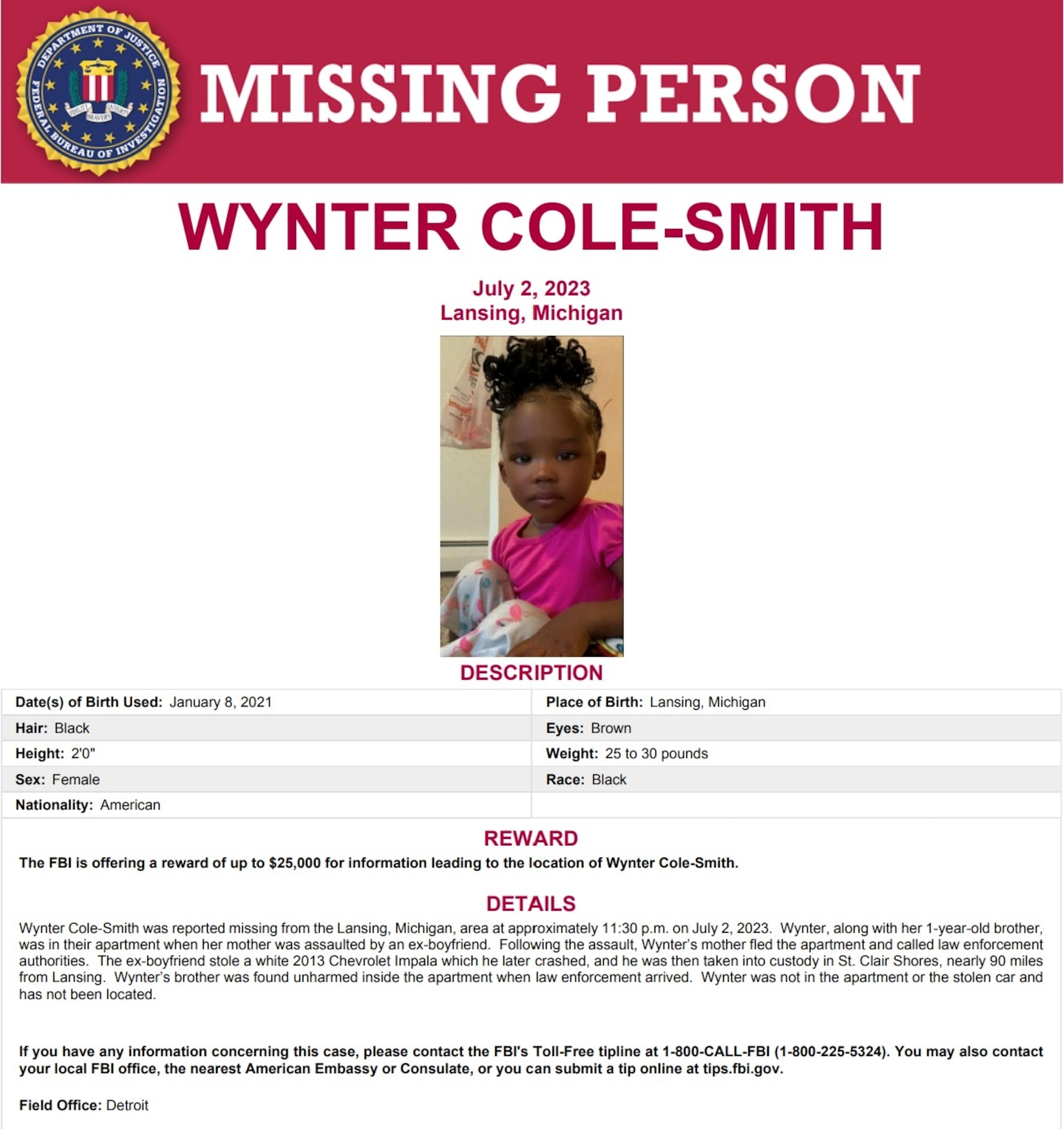 PHOTO: Wynter Cole-Smith is shown in this missing poster issued by the FBI.