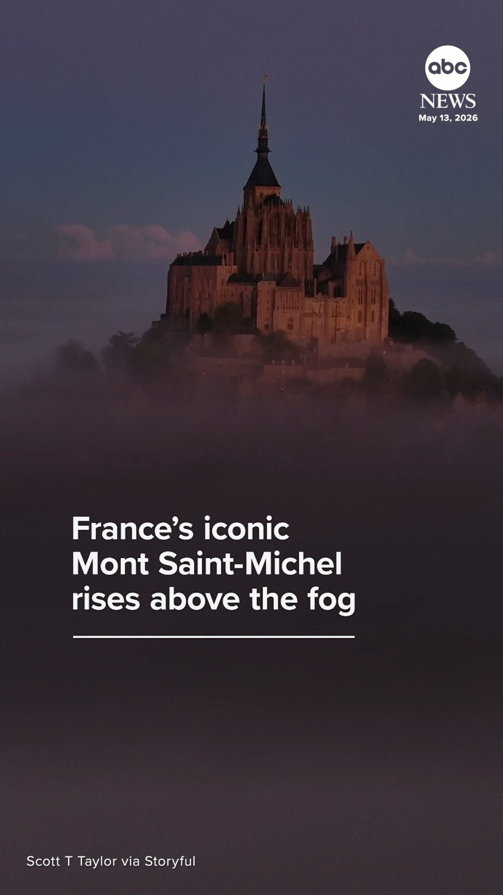 Video France's iconic Mont Saint-Michel rises above the fog - ABC News