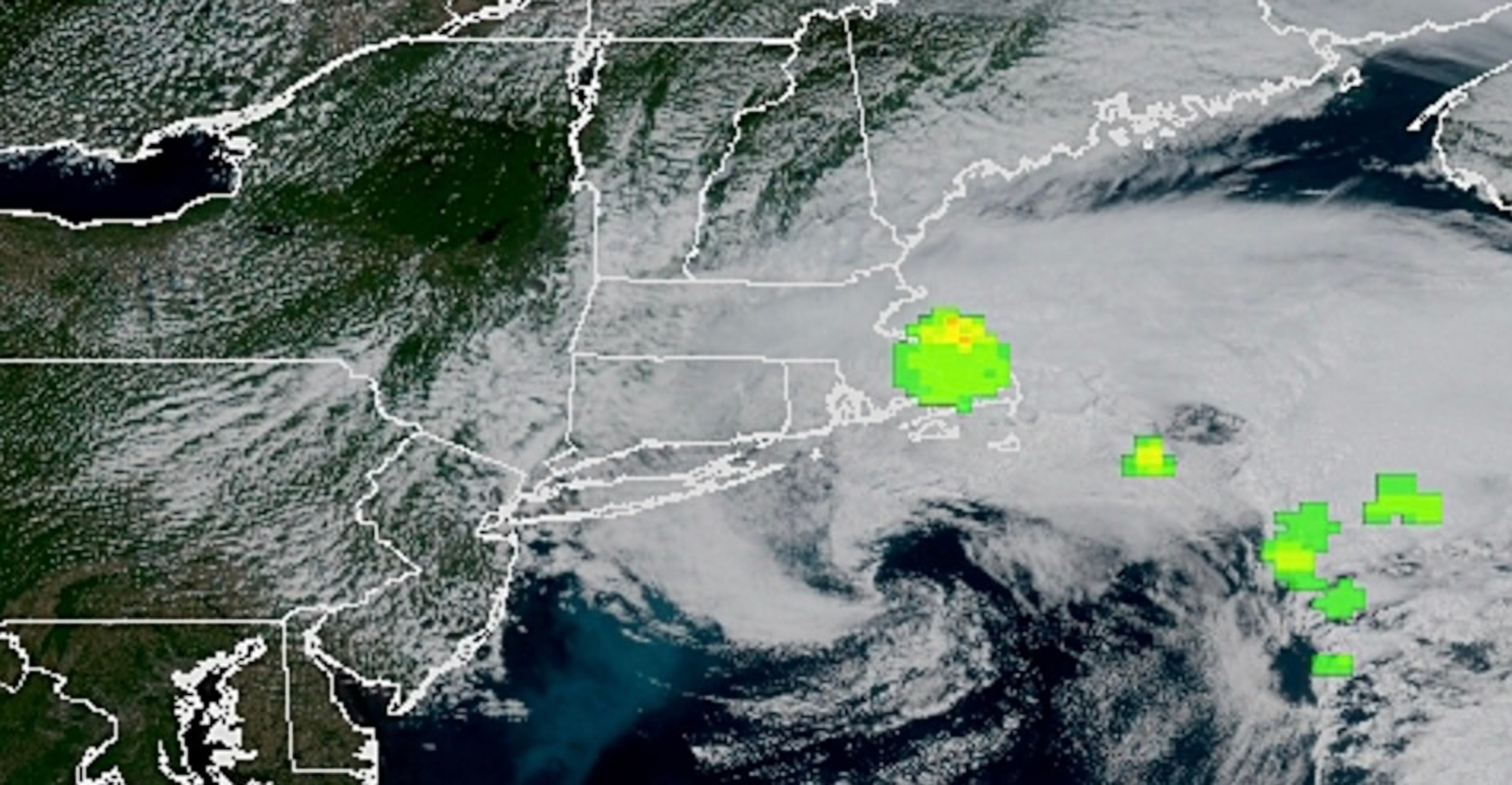 PHOTO: People in Massachusetts reported hearing a loud boom Saturday afternoon, but it's not immediately clear what it was.
NOAA's GOES-19 weather satellite Geostationary Lightning Mapper showed a burst over the Massachusetts coast.