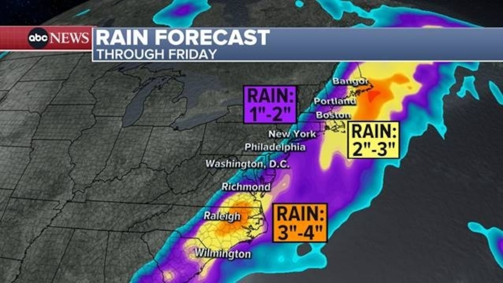 7 states under flood watches as storm brings heavy rain to East Coast ...