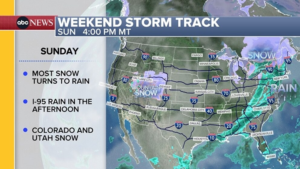 PHOTO: weekend storm track map for Sunday