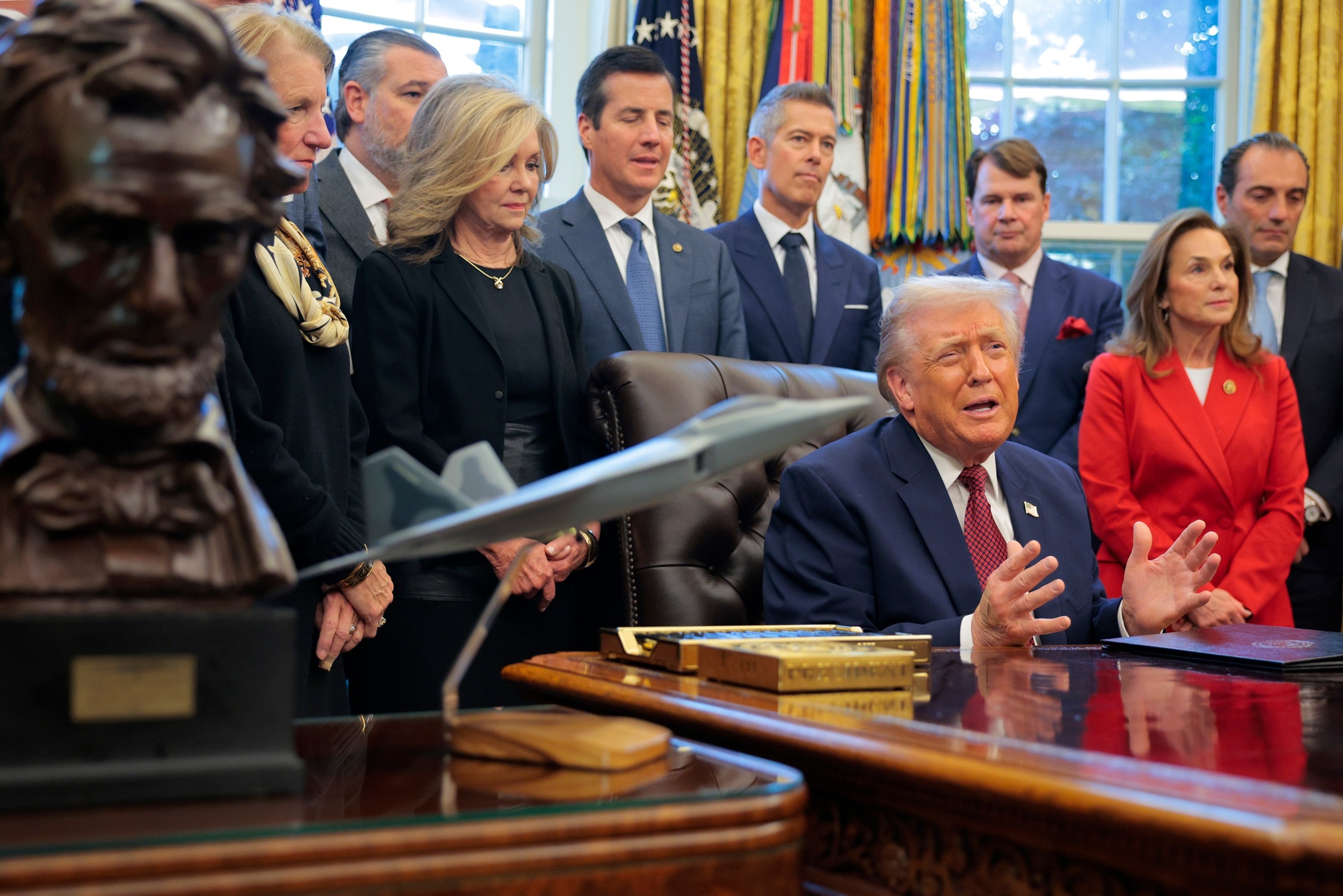 PHOTO: President Donald Trump  makes an announcement on changes to the country's fuel economy standards in the Oval Office at the White House, Dec. 3, 2025.