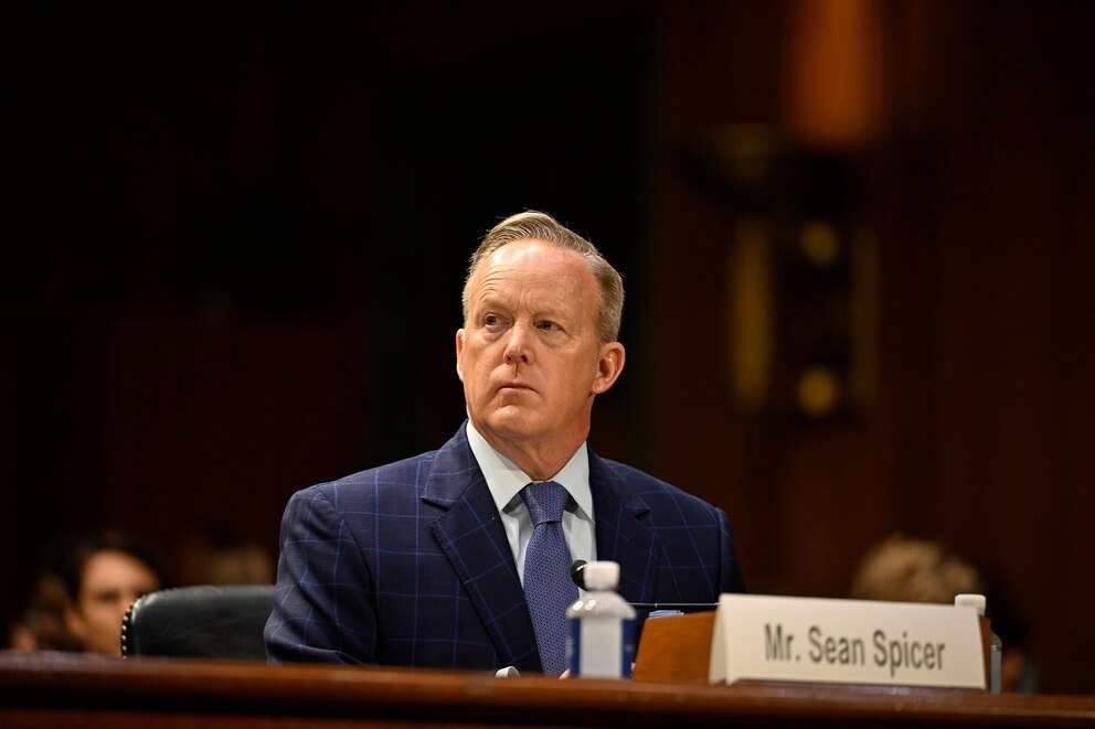 PHOTO: Sean Spicer listens to questioning during Senate Committee on the Judiciary hearings on how the Biden Cover-Up Endangered America and Undermined the Constitution in the Dirksen Senate office building in Washington, DC, June 18, 2025.