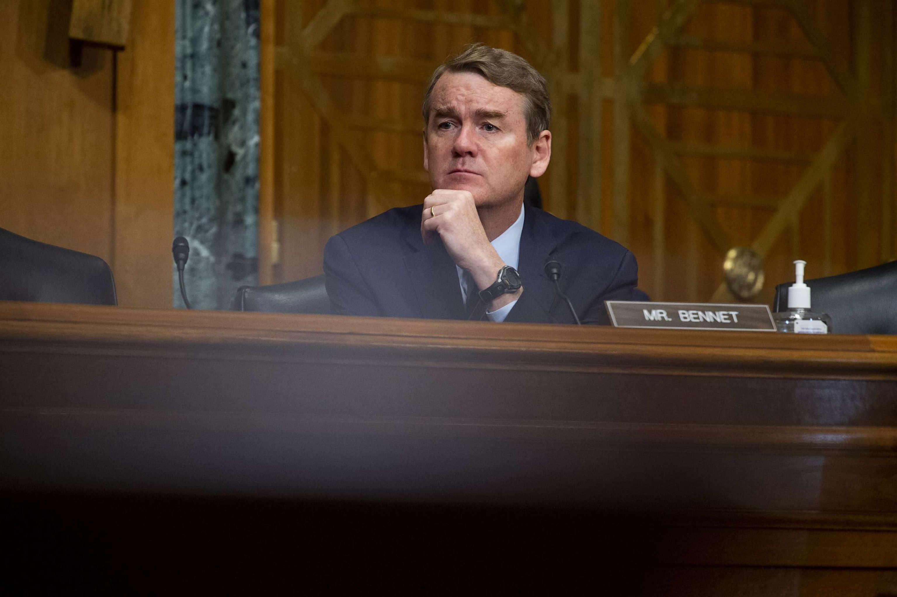 PHOTO: Senator Michael Bennet speaks during a Senate Finance Committee hearing in Washington, D.C., Oct. 19, 2021.