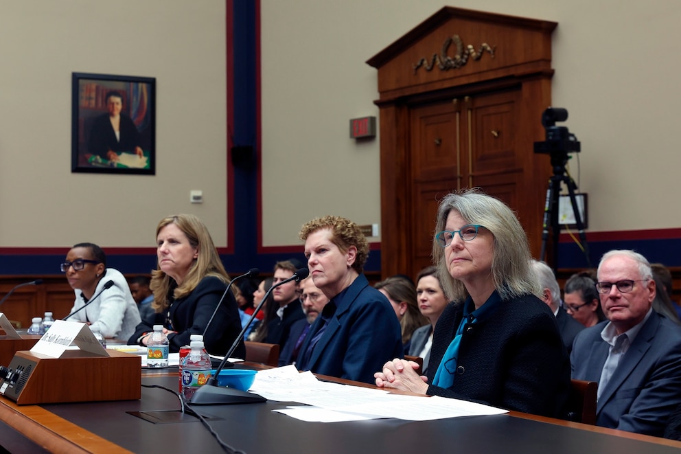 PHOTO: In this Dec. 5, 2023, file photo, Dr. Claudine Gay, President of Harvard, Liz Magill, President of Univ. of Pennsylvania, Dr. Pamela Nadell, Professor at American Univ., and Dr. Sally Kornbluth, President of M.I.T., testify in Washington, D.C. 