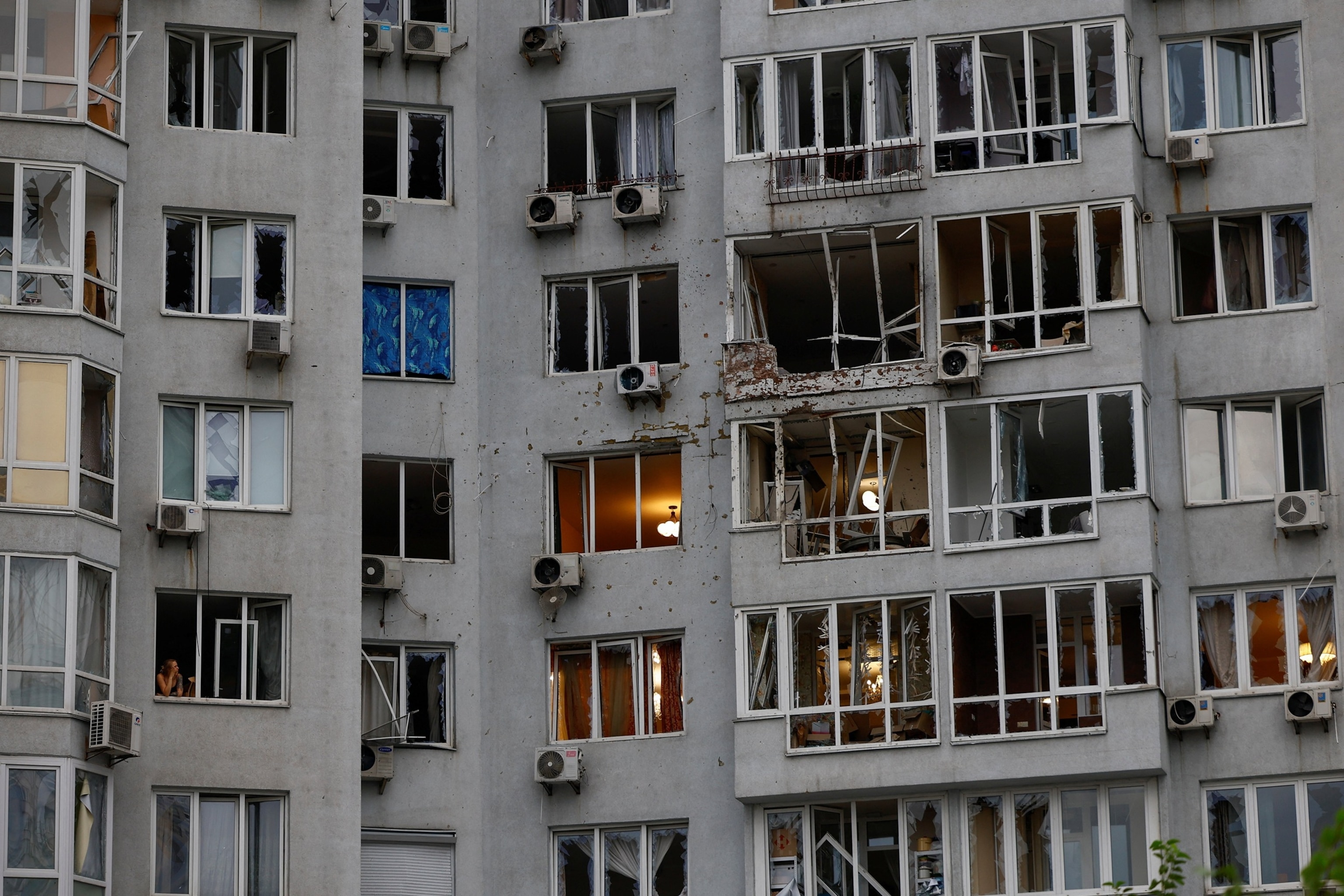 A view shows an apartment building that was damaged during a Russian drone strike in Kyiv, Ukraine, on July 28, 2025. Valentyn Ogirenko/Reuters