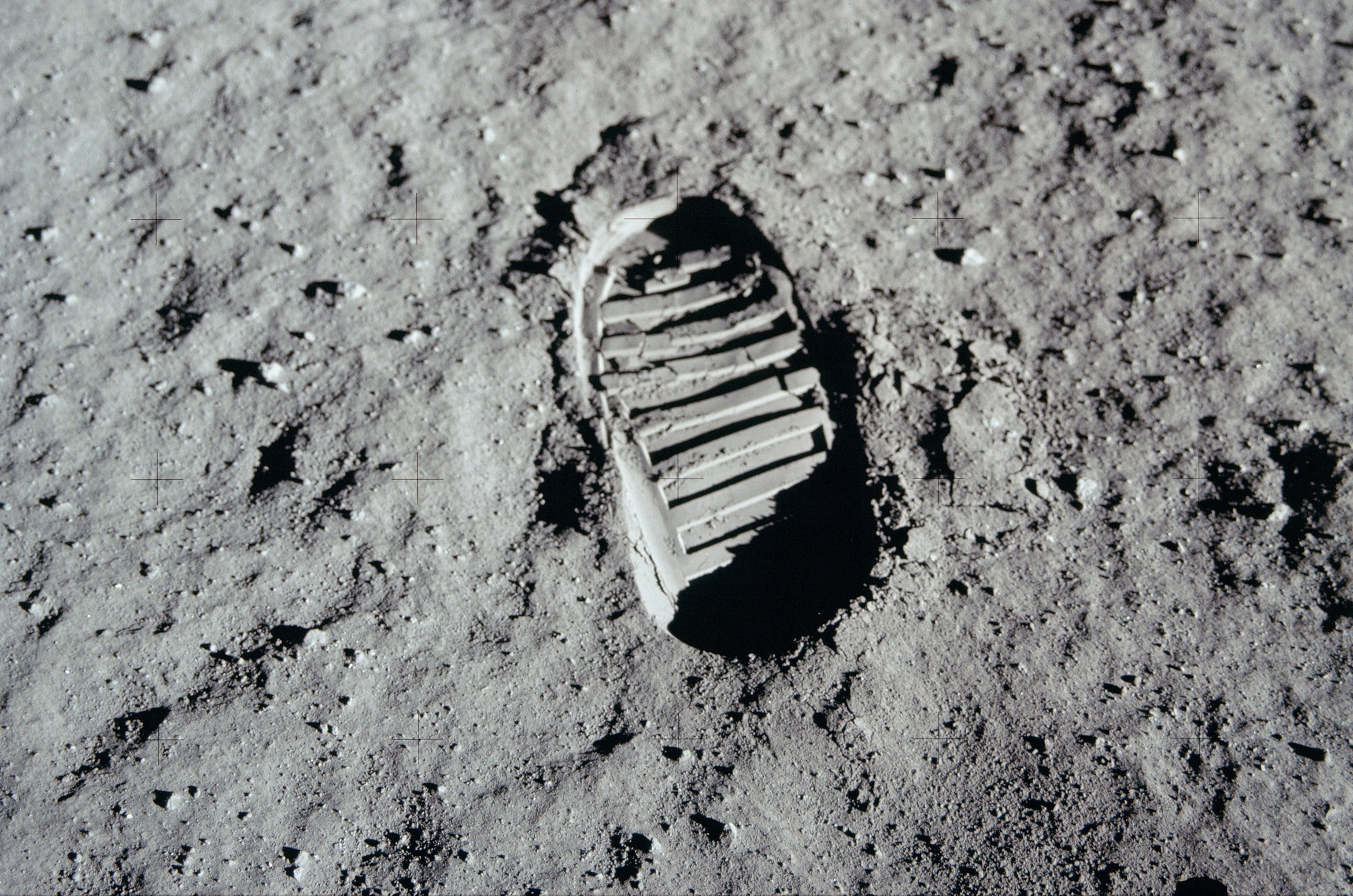 PHOTO: Astronaut Neil A. Armstrong leaves the first human footprint on the surface of the moon, July 20, 1999.