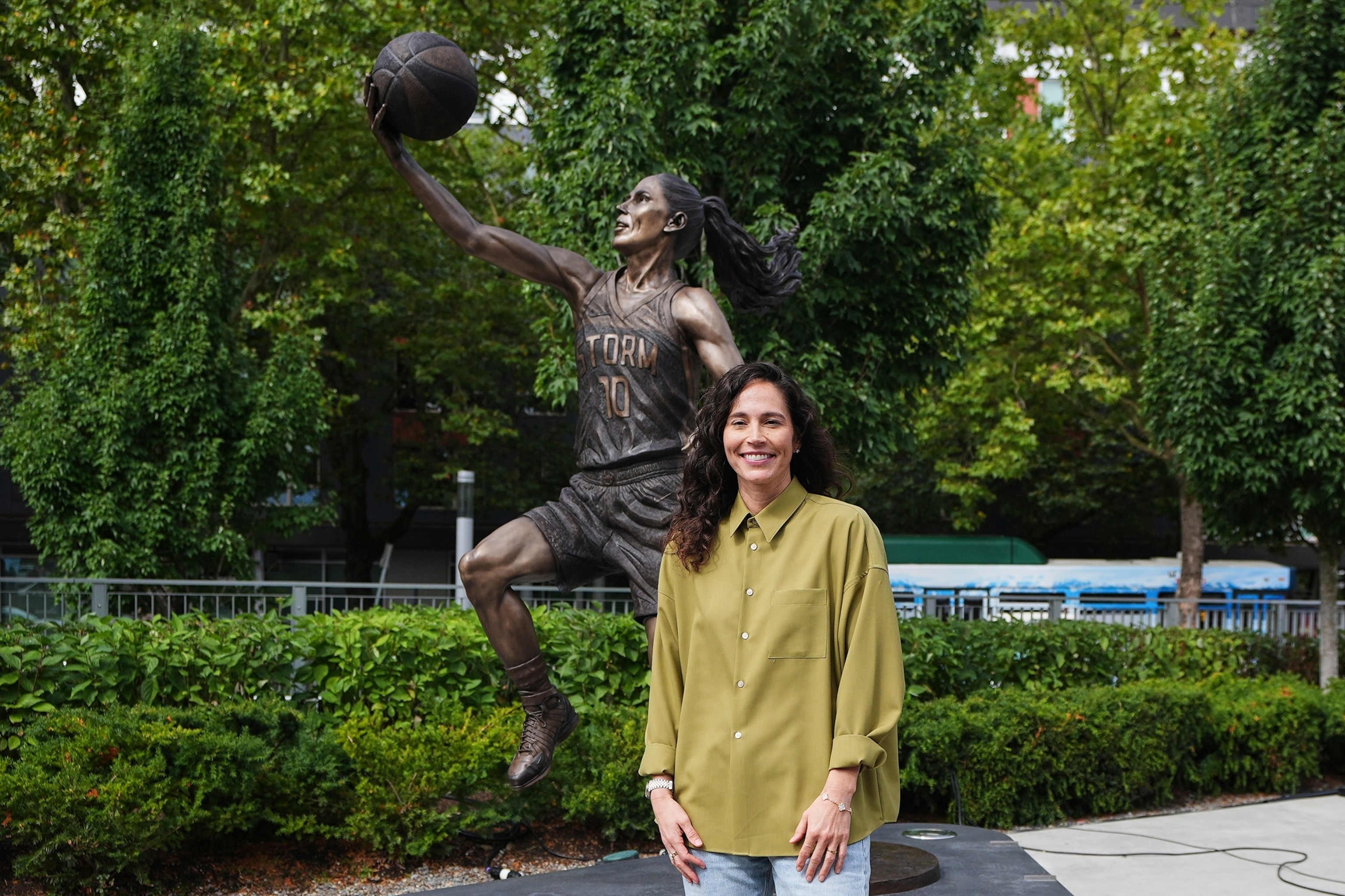 Retired WNBA star Sue Bird makes history as 1st player honored with statue  - ABC News