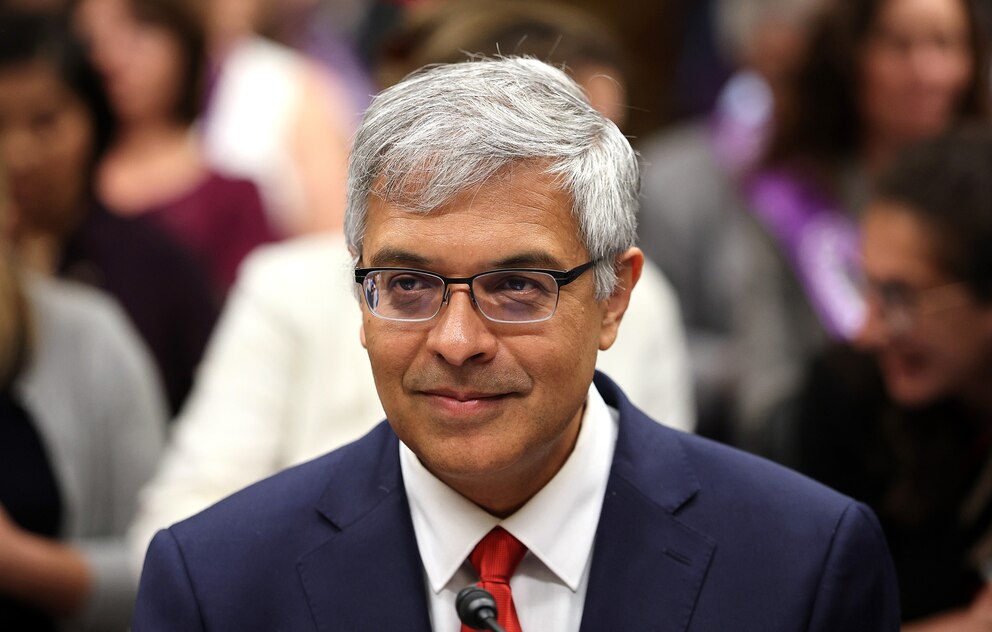PHOTO: Director of the National Institutes of Health (NIH) Jayanta Bhattacharya testifies before the Senate Appropriations Subcommittee in the Dirksen Senate Office Building, on June 10, 2025, in Washington, D.C. 