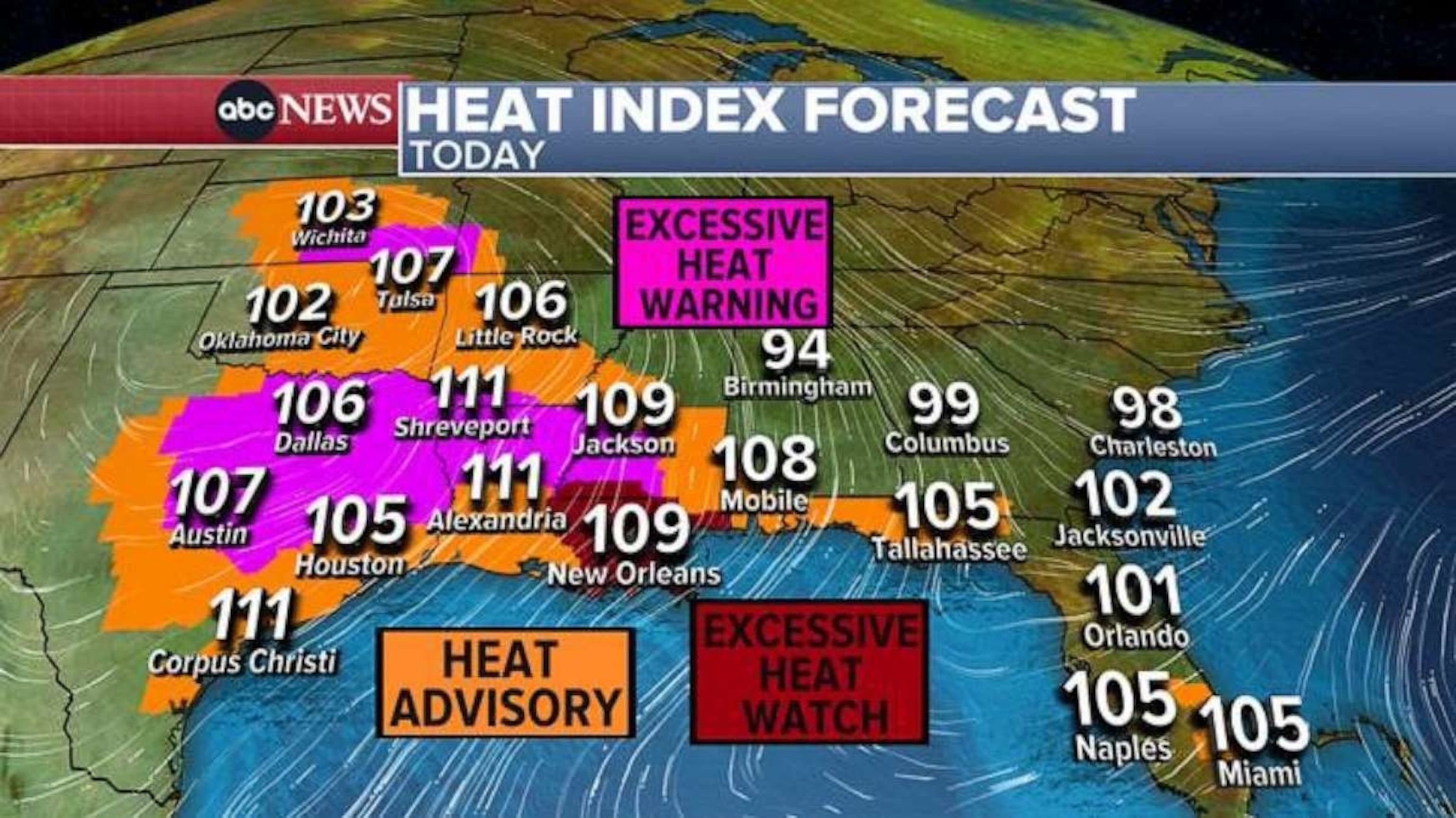 Photo: Heat index values ​​are expected to exceed 100 degrees Fahrenheit in cities like Dallas, Texas;  Houston, Texas;  New Orleans, Louisiana;  and Miami, Florida, from July 31 to August.  2, 2023.