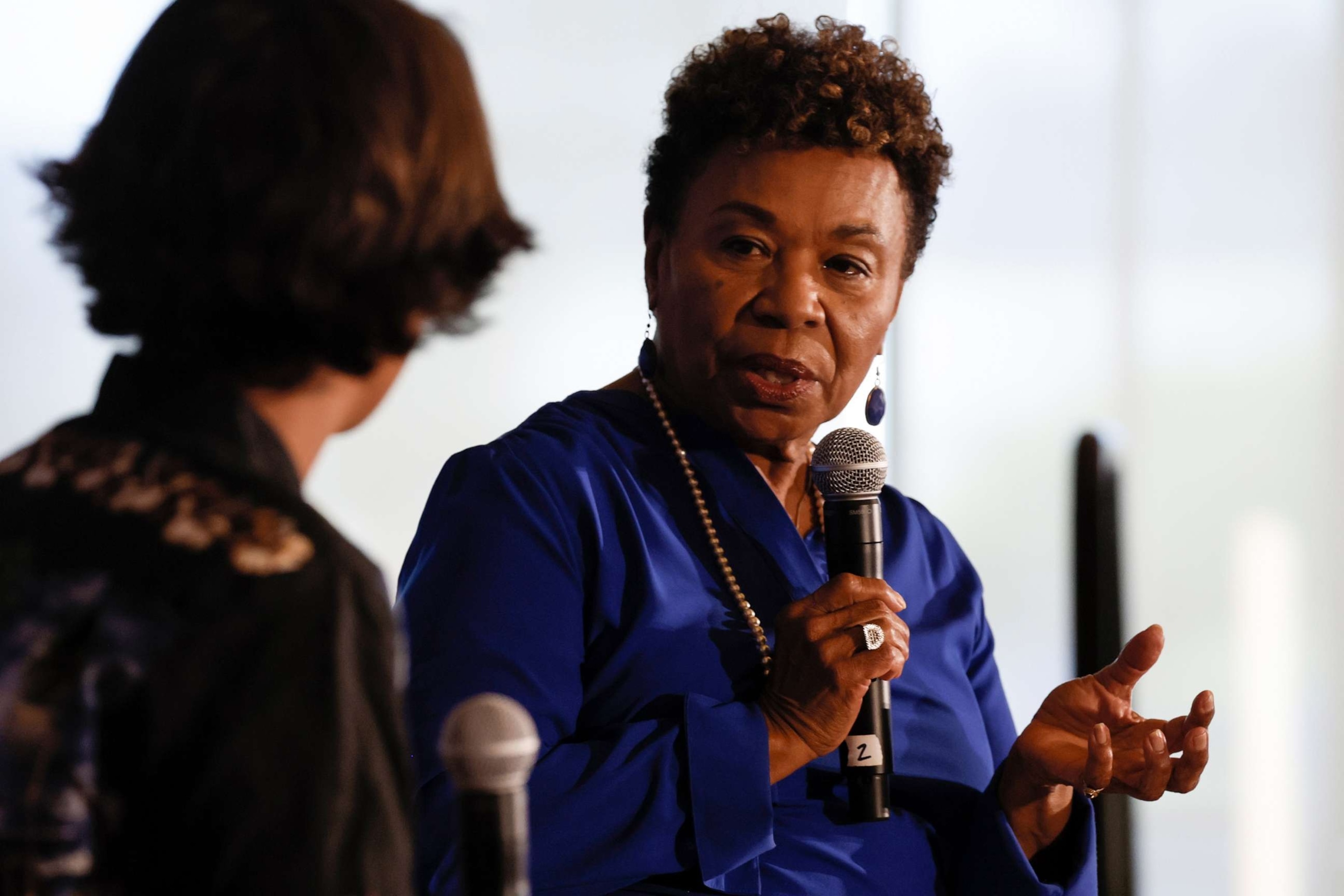 PHOTO: Rep. Barbara Lee speaks at a town hall hosted by the advocacy group March For Our Lives at East LA College, Sept. 8, 2023, in Monterey Park, Calif.