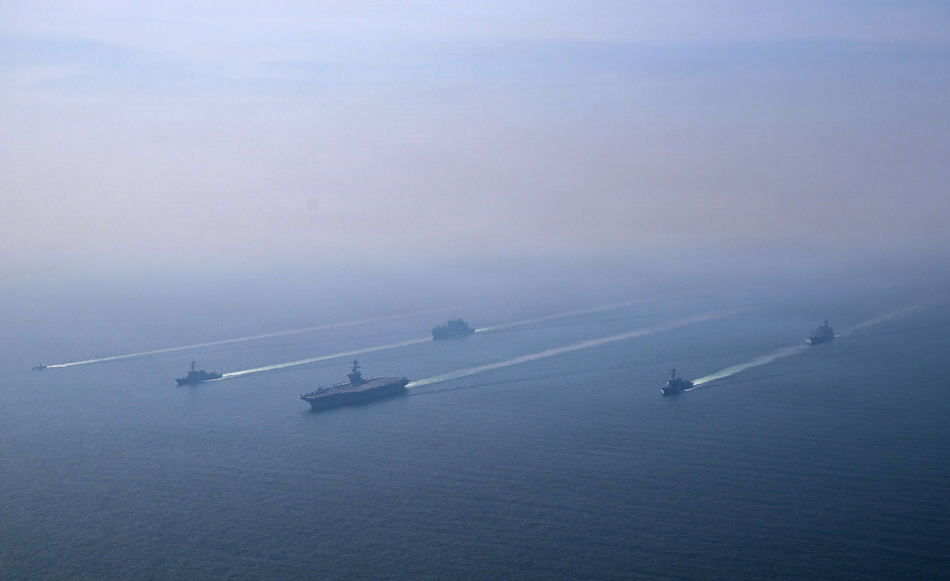 PHOTO: Nimitz-class aircraft carrier USS Abraham Lincoln sails in the Arabian Sea, Feb. 6, 2026.