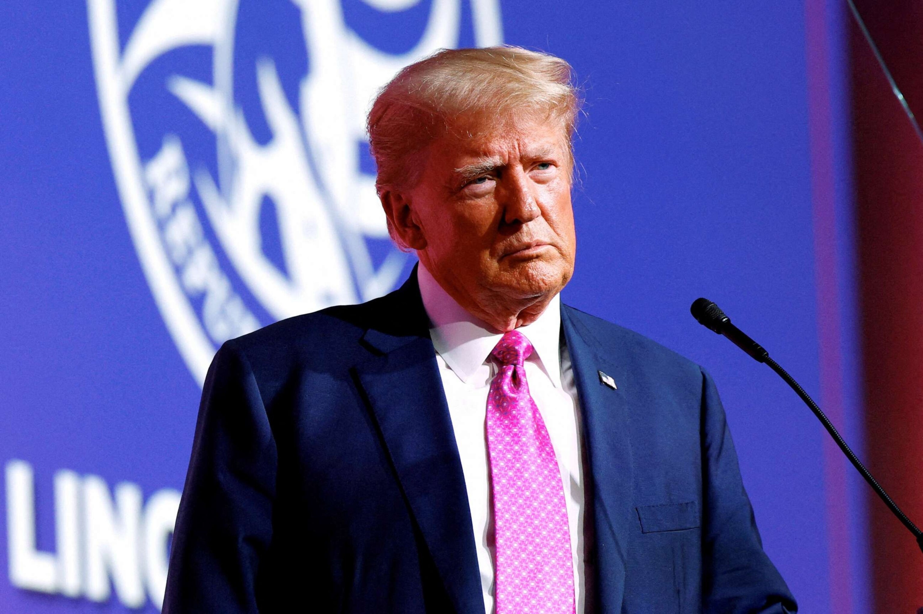 PHOTO: Former U.S. President and Republican presidential candidate Donald Trump attends the Oakland County GOP Lincoln Day Dinner in Novi, Mich., June 25, 2023.