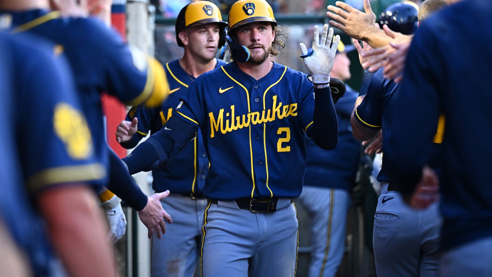 Turang and Bauers Homer to Propel Brewers Past Angels 6-2