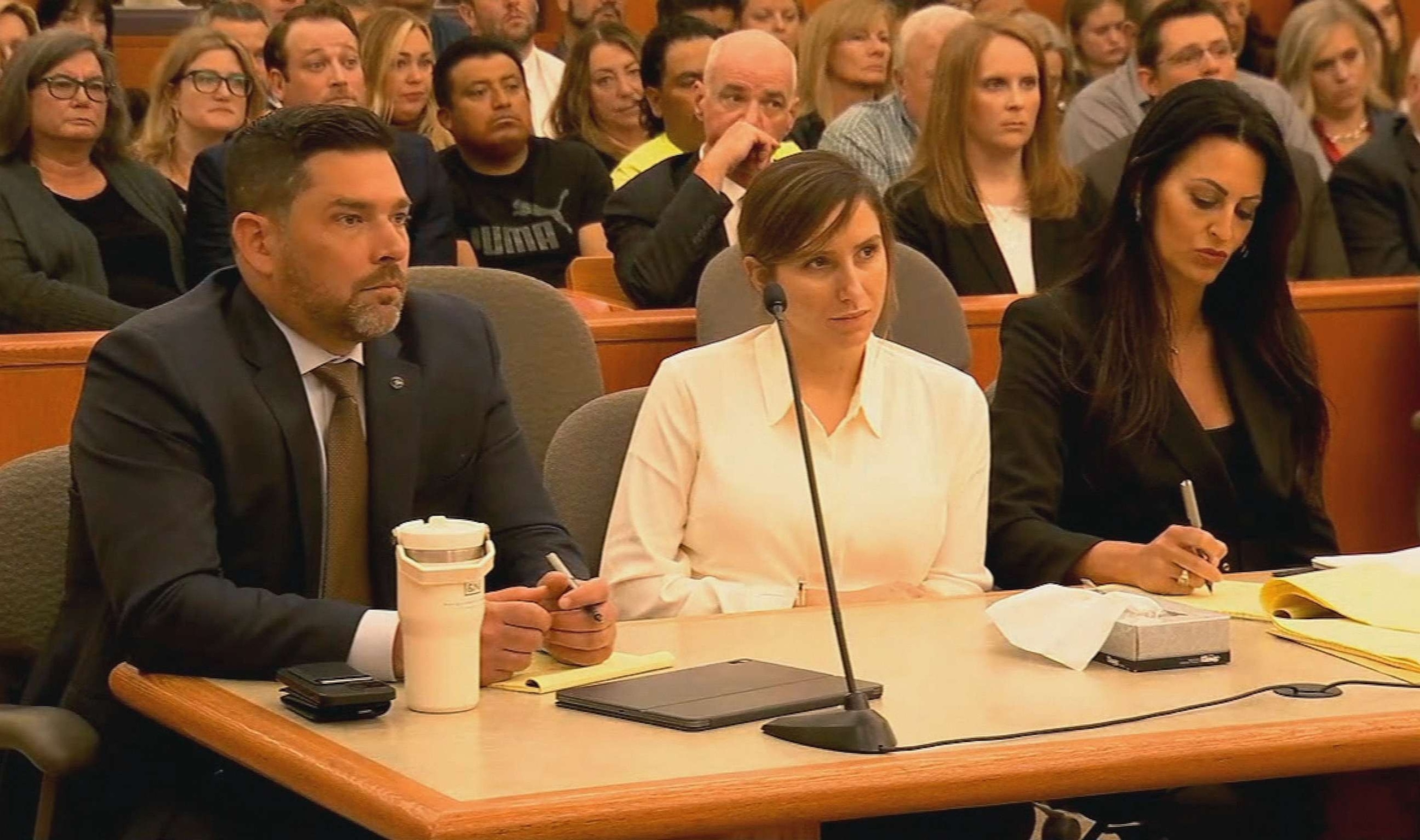 PHOTO: Kouri Richins who is accused of poisoning her husband with a lethal dose of fentanyl appears in court with her lawyers for a detention hearing, June 12, 2023.