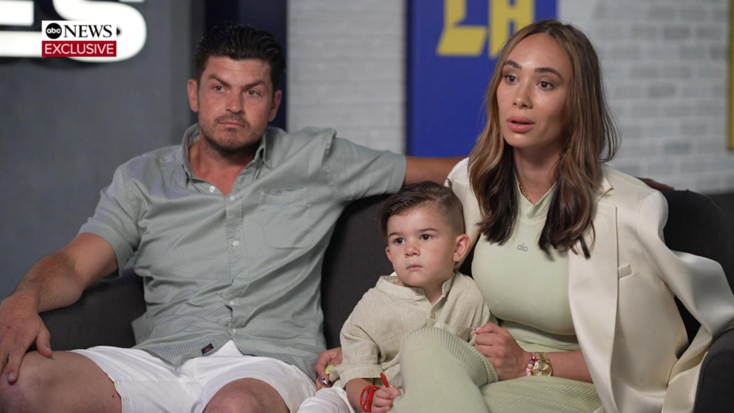 PHOTO: Kelseigh and Joe Stanley speak to ABC News while sitting alongside their 3-year-old son Wyatt.