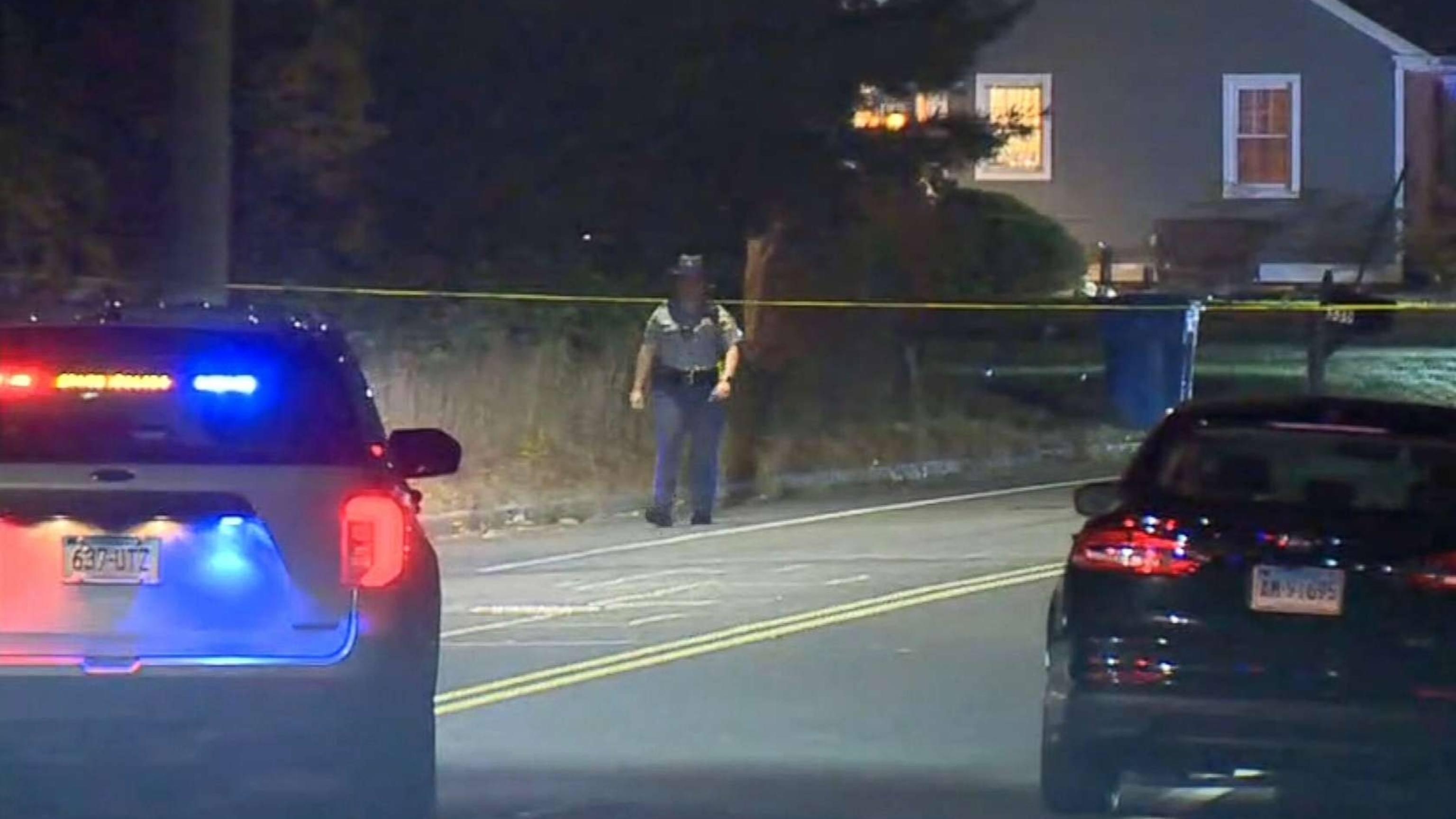 PHOTO: Law enforcement on the scene in Bristol, Conn., in the early hours of Oct. 13, 2022, after two officers were shot and killed during a domestic violence call.