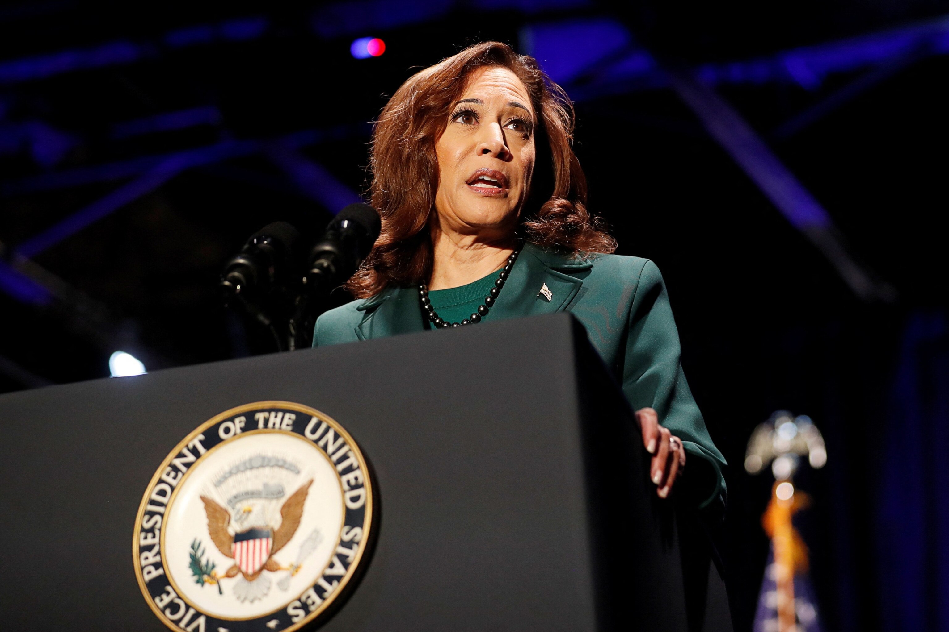 PHOTO: Vice President Kamala Harris gives a speech about abortion rights, to mark the 50th anniversary of the landmark Supreme Court decision in the Roe vs Wade case, in Tallahassee, Fl., Jan. 22, 2023.