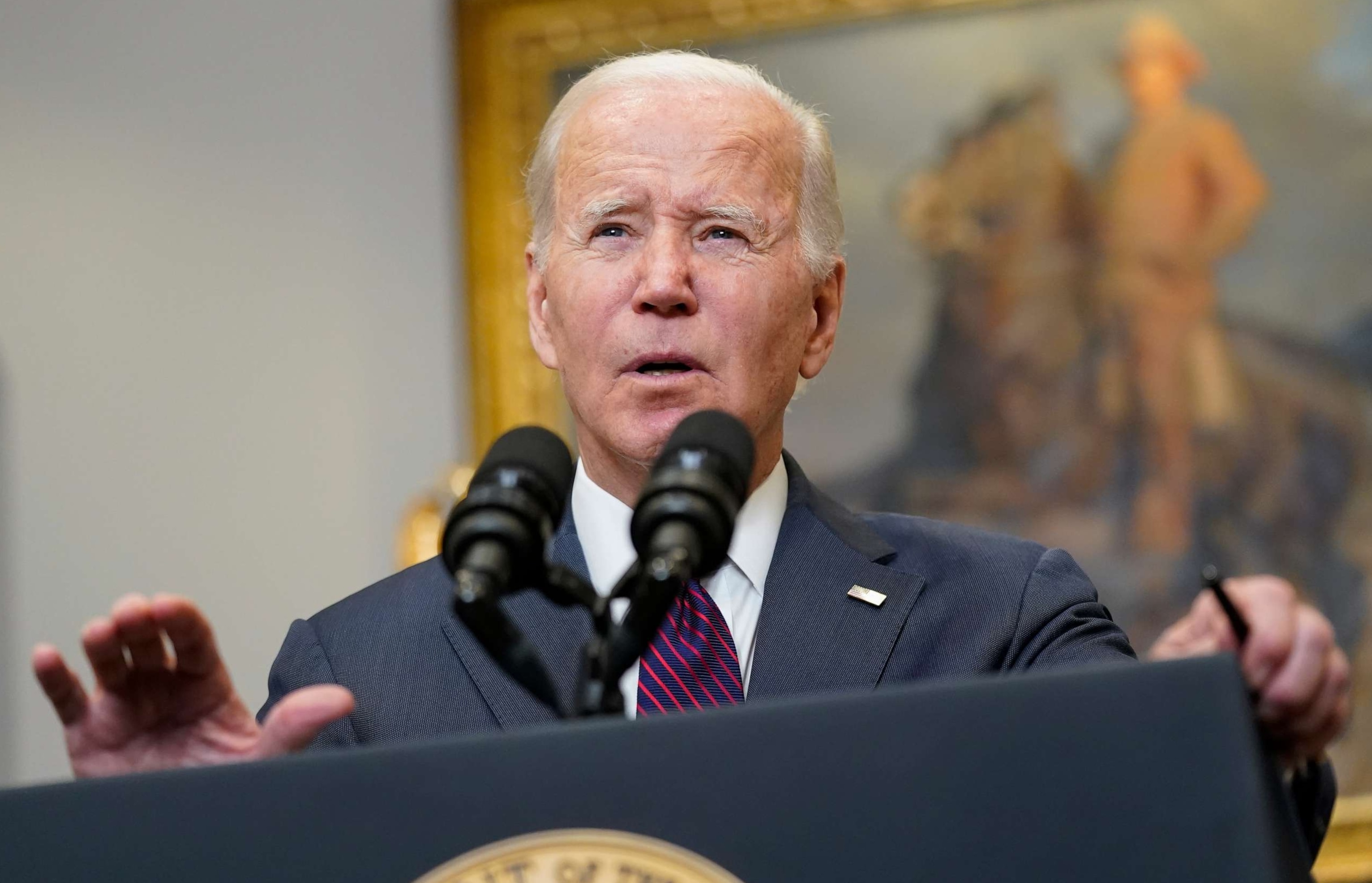 PHOTO: President Joe Biden speaks in the Roosevelt Room of the White House, Dec. 13, 2022, in Washington, D.C.