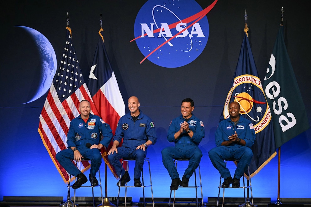 PHOTO: The Artemis III crew speak during a press conference announcing the crew for the Artemis III mission at NASA's Johnson Space Center in Houston, Texas, June 9, 2026.