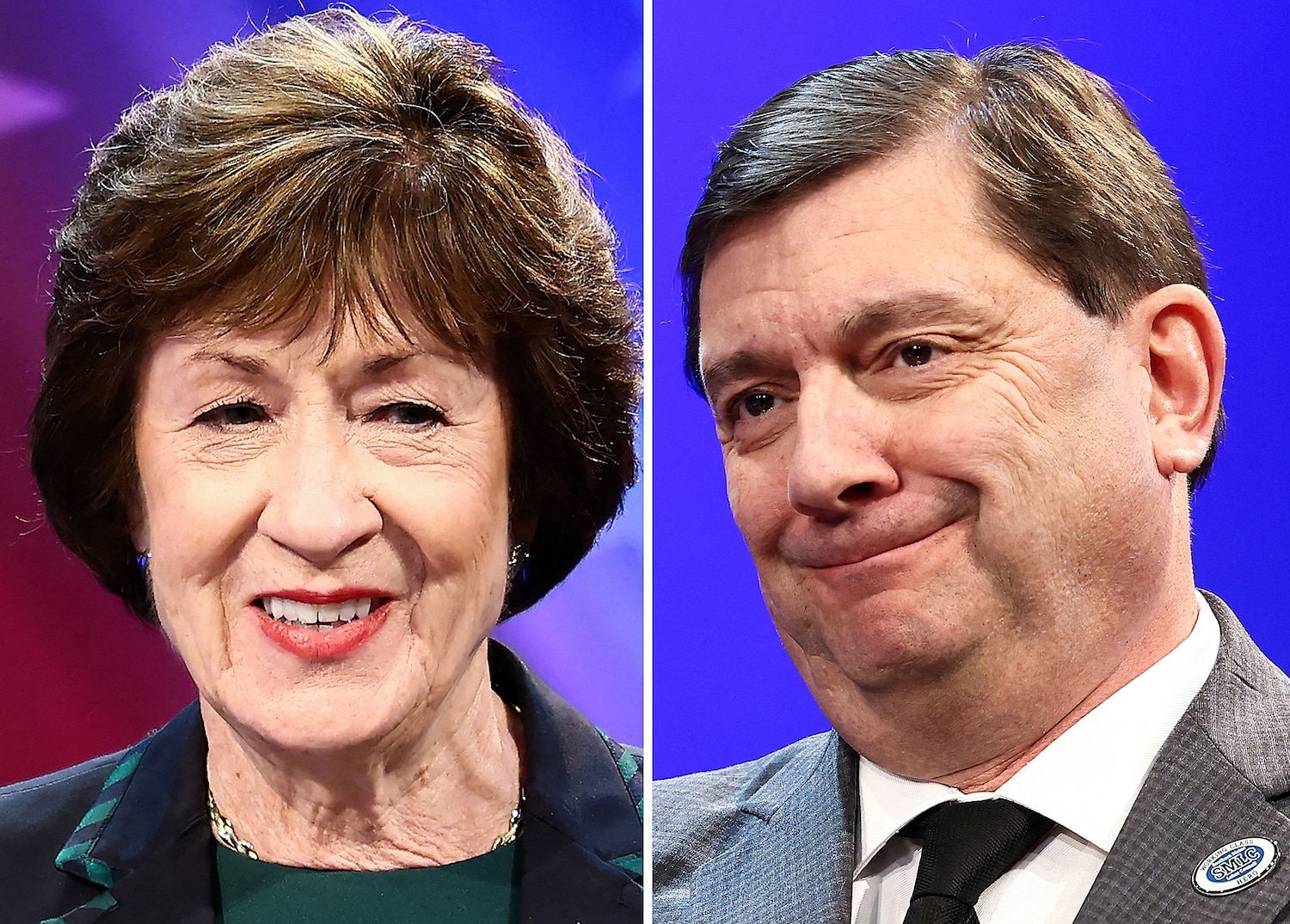 Sen. Susan Collins in Bangor, Maine, October 15, 2026 and Democratic candidate for US Senate Troy Jackson in Bangor, Maine, October 15, 2026. Getty Images