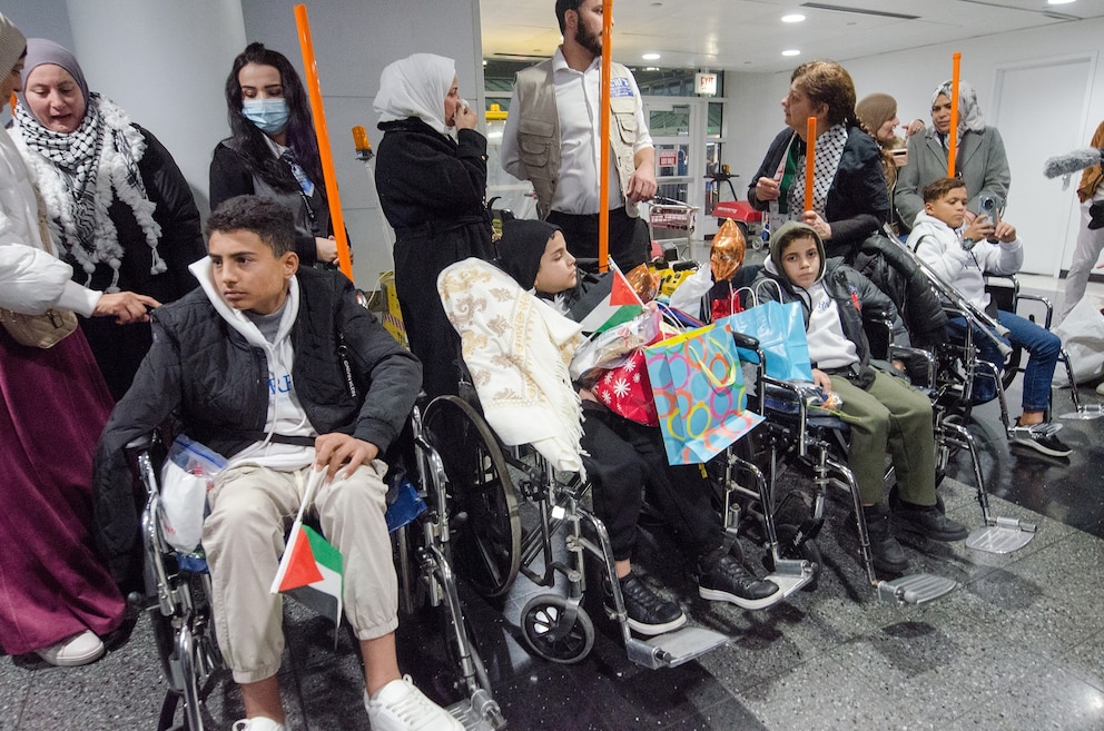 Eight Palestinian children from Gaza arrive at O'Hare International Airport, sponsored by Palestine Children's Relief Fund (PCRF), for medical treatment in Chicago, Illinois, USA on Dec. 2, 2024.