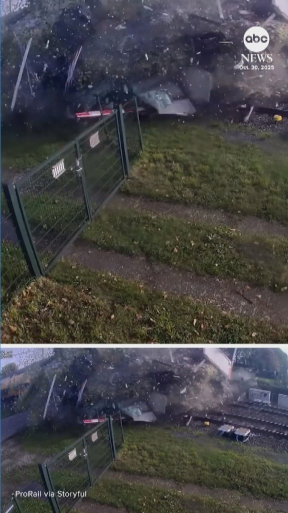 WATCH: Train plows into truck caught on tracks in the Netherlands