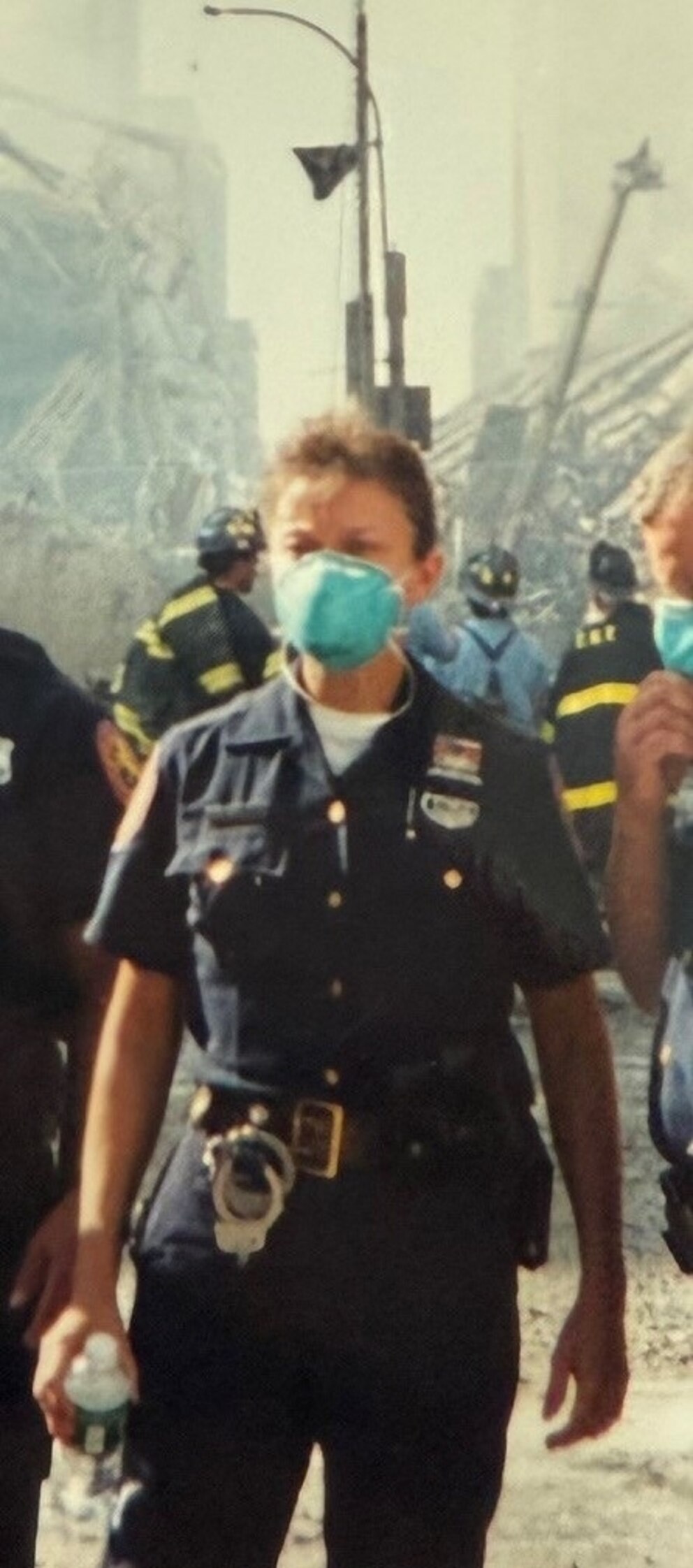 Officer Allison Beyerlein stands at Ground Zero on Sept. 12, 2001, the day after the terrorist attacks on the World Trade Center in New York City.