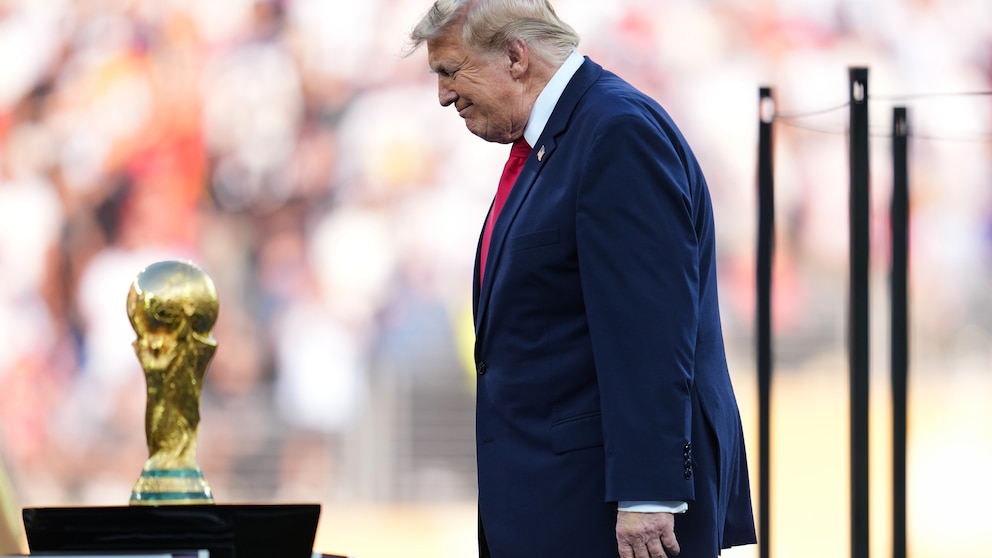 Trump celebrates the World Cup as a US victory as he presents trophy to the winner, Spain - ABC News
