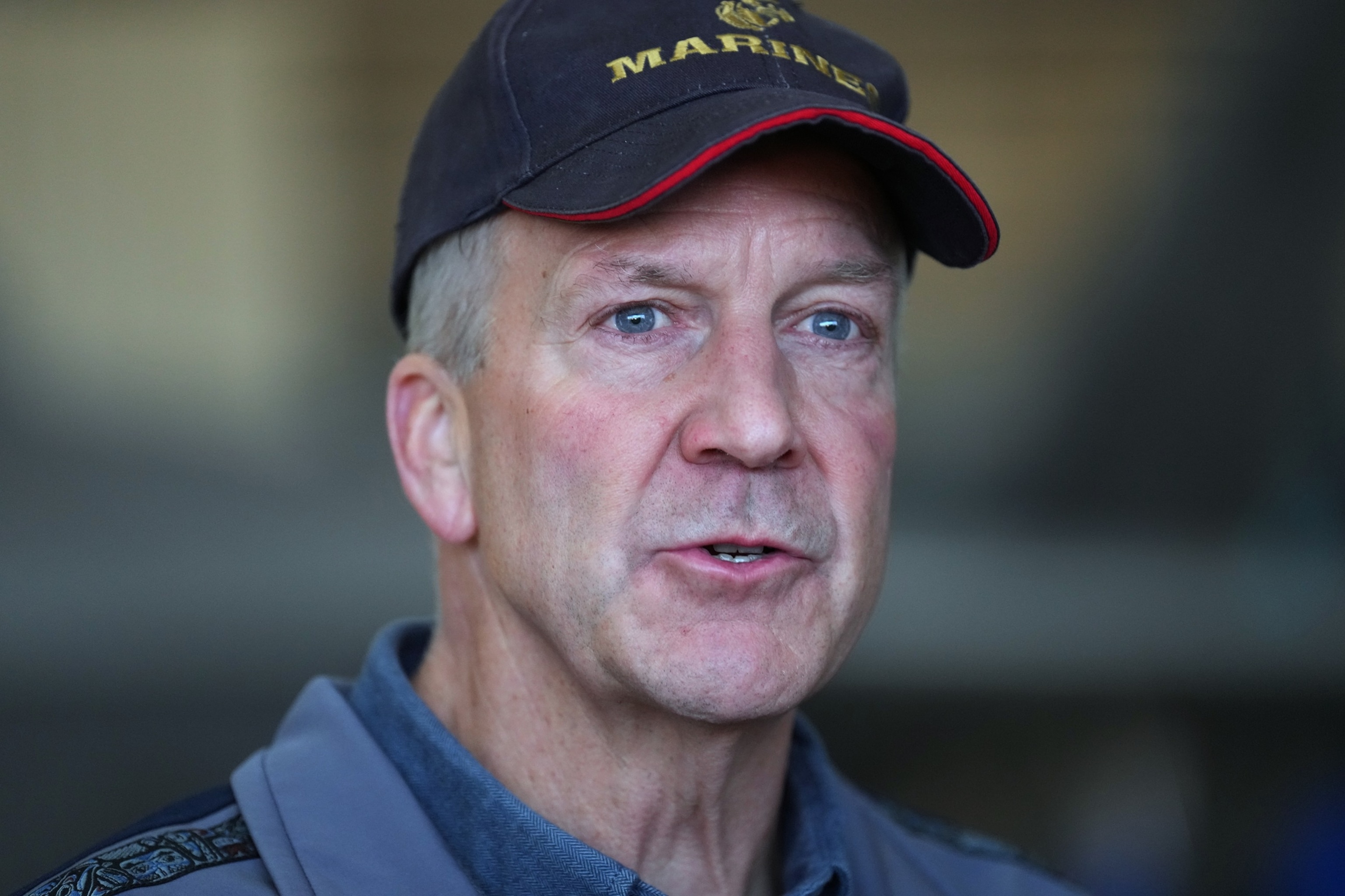 PHOTO: Sen. Dan Sullivan, R-Alaska, talks to reporters with Vice President JD Vance at Elmendorf Air Force Base, Oct. 6, 2026, in Anchorage. 