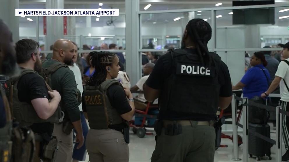 Video ICE officers arrive at airport TSA checkpoints after Trump order amid shutdown