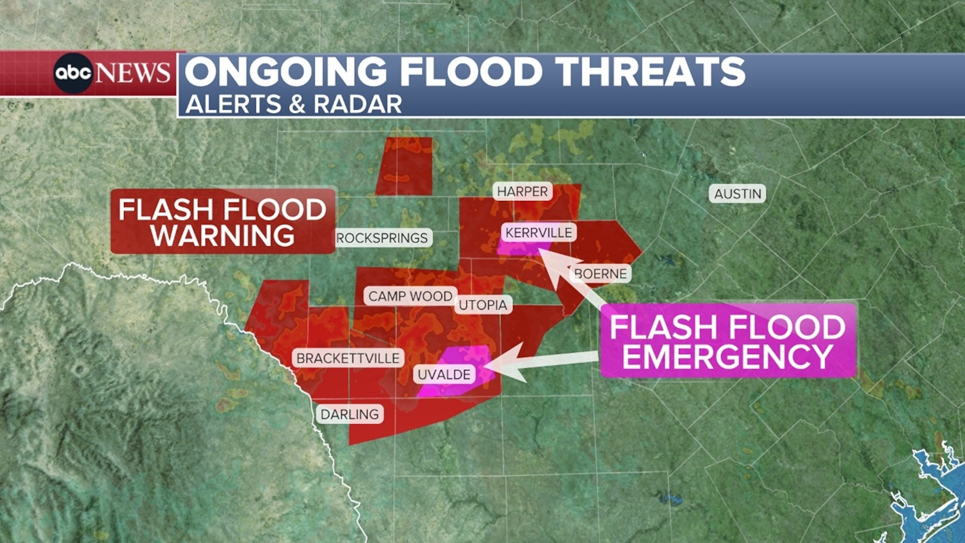Torrential rain prompts Texas Hill Country flash flood emergency warnings - ABC News