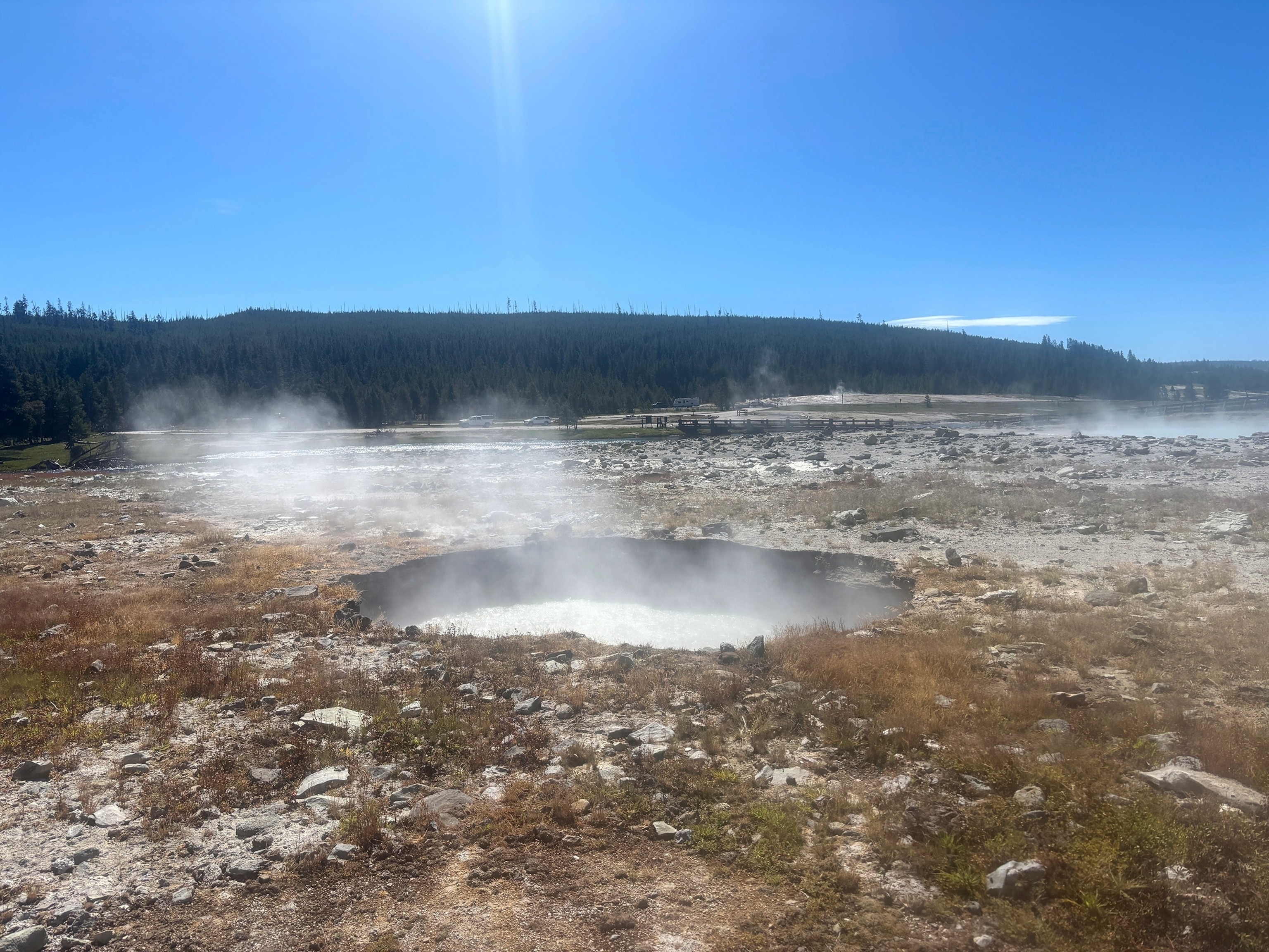 PHOTO: Pool of boiling water that formed a few days after the June 13, 2026, hydrothermal explosion at Biscuit Basin, Yellowstone National Park