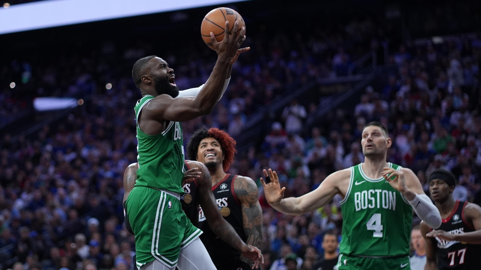 Celtics beat the 76ers 108-100 in Game 3 behind 25 points each from Tatum and Brown