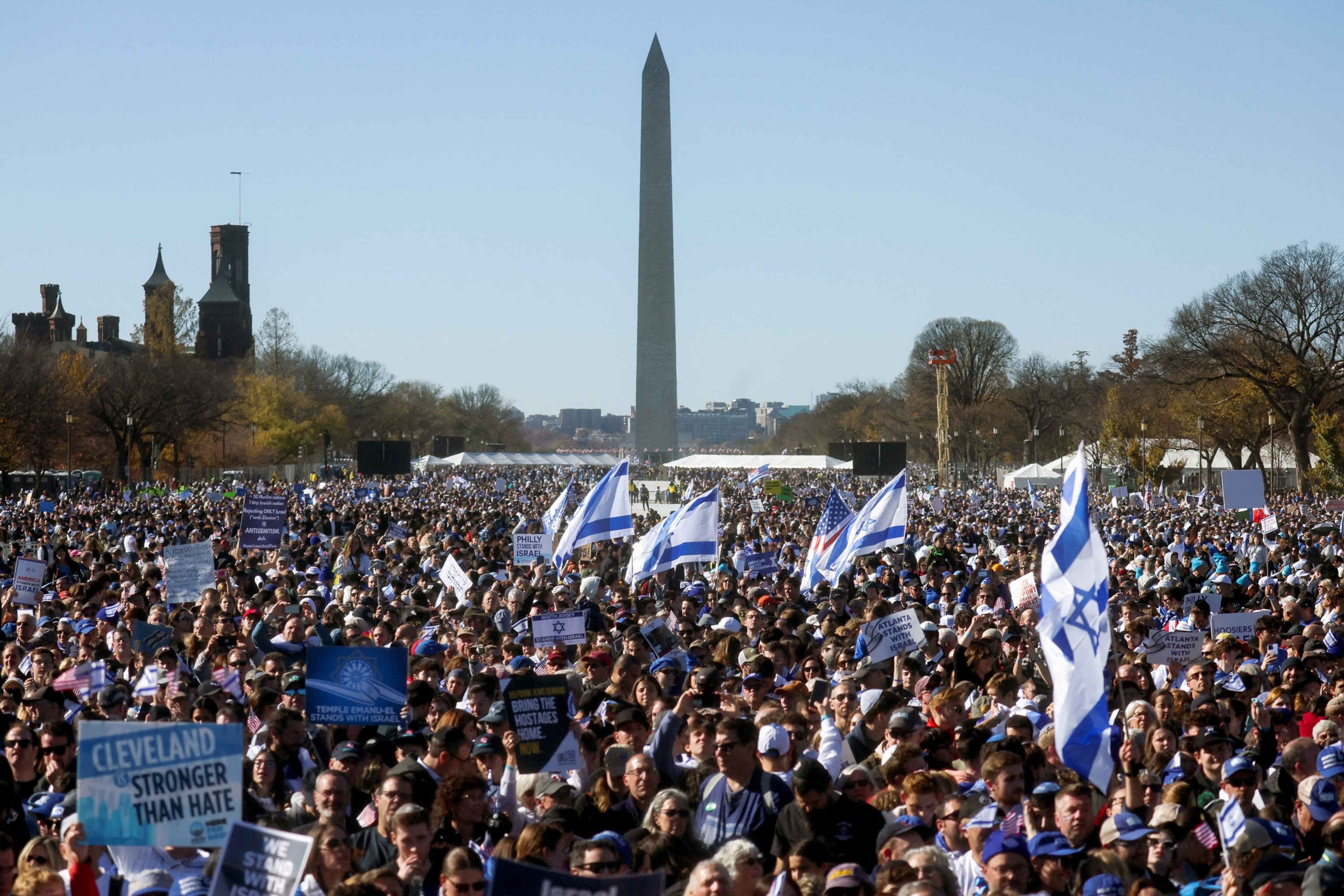 PHOTO: Israeli Americans and supporters of Israel gather in solidarity with Israel and protest against antisemitism, in Washington, Nov. 14, 2023. 