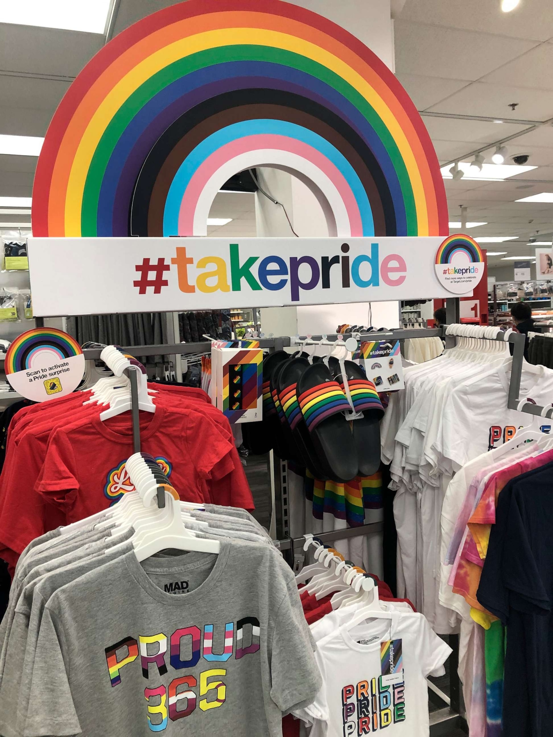 PHOTO: File image of Pride merchandise display at a Target store in Queens, New York, 2021.