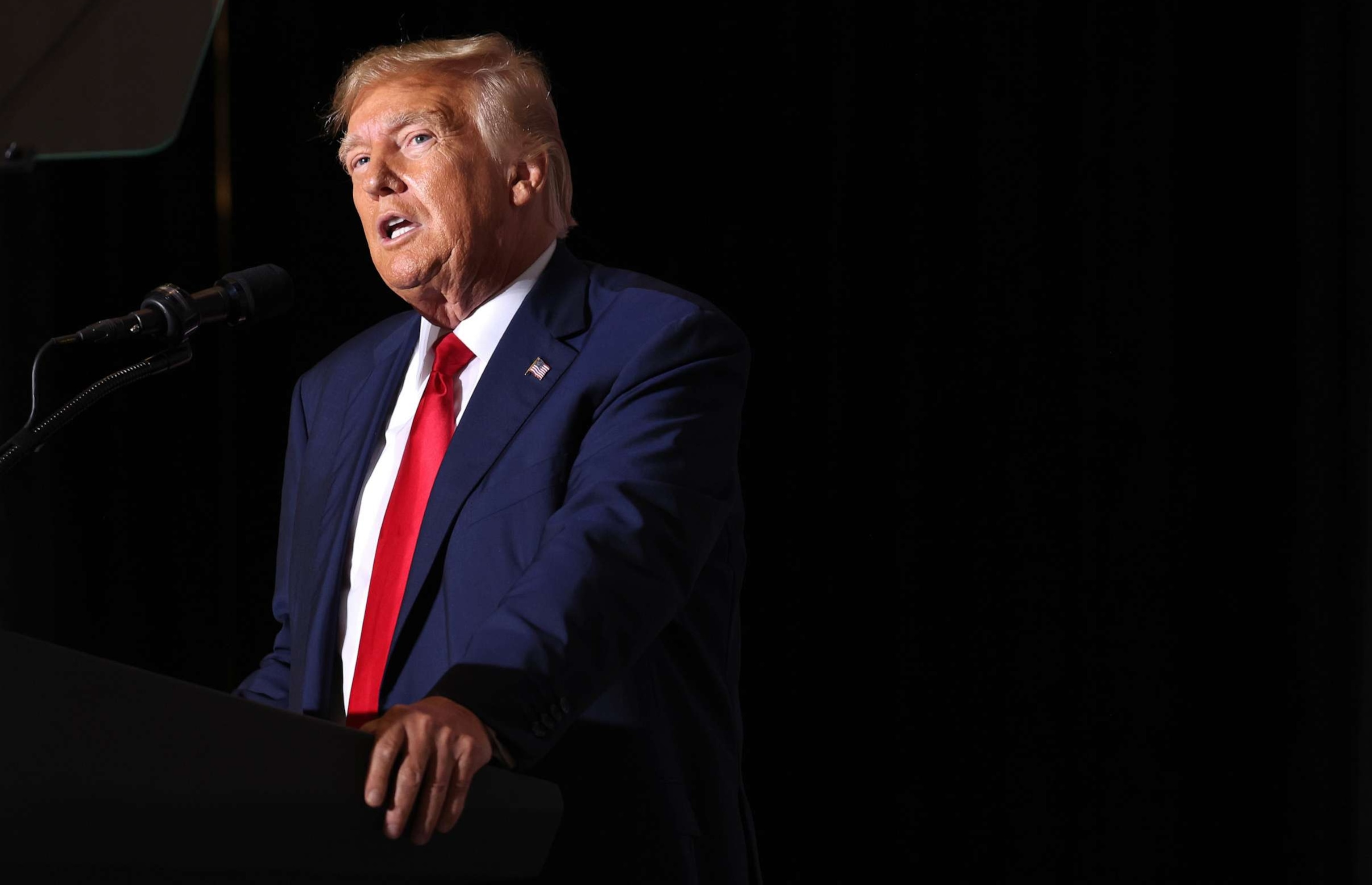 PHOTO: Former President Donald Trump speaks to supporters during a Farmers for Trump campaign event at the MidAmerica Center on July 7, 2023, in Council Bluffs, Iowa.