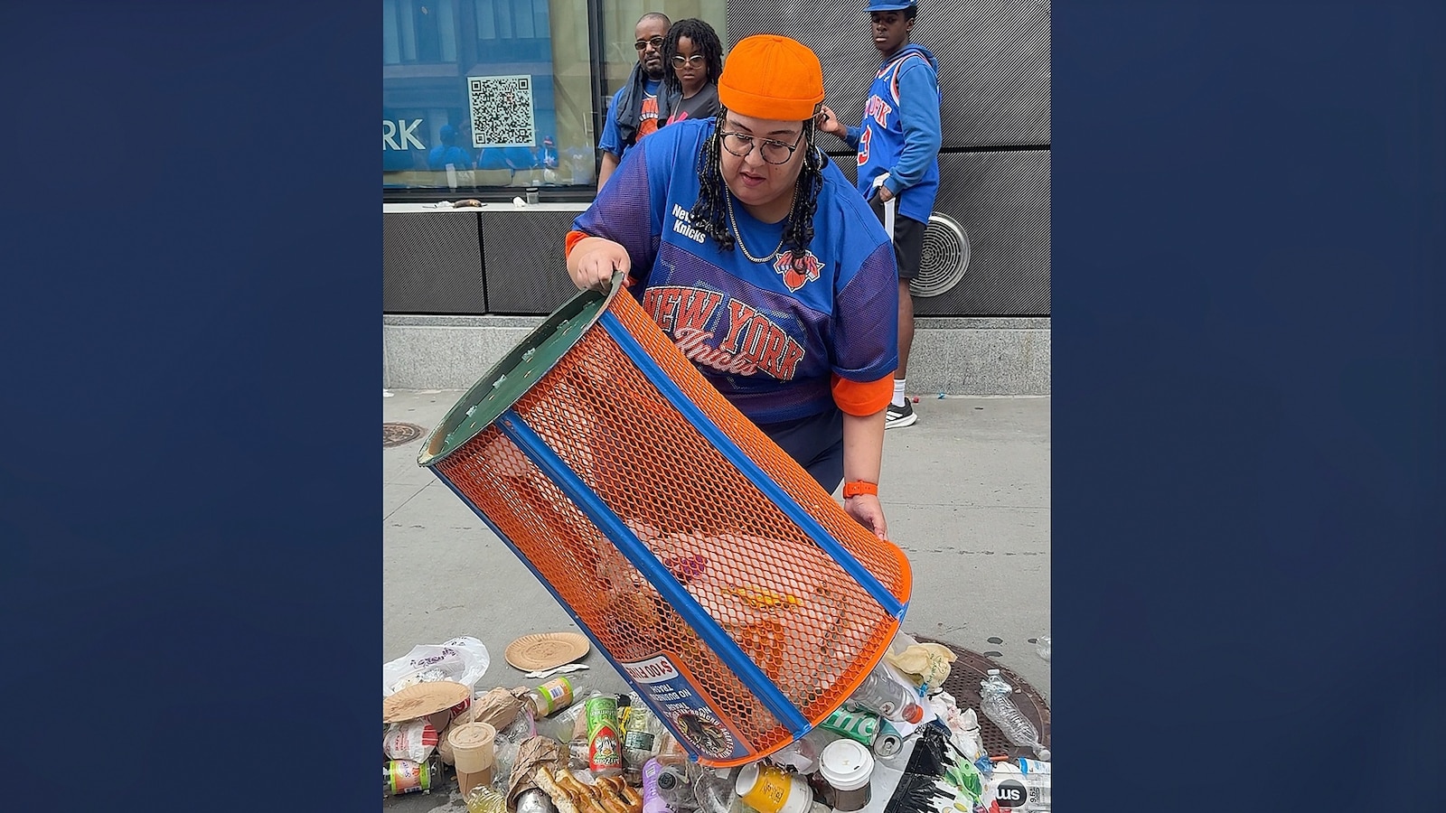 New York Knicks fan no longer employed by former company, fined after taking Knicks-themed trash can
