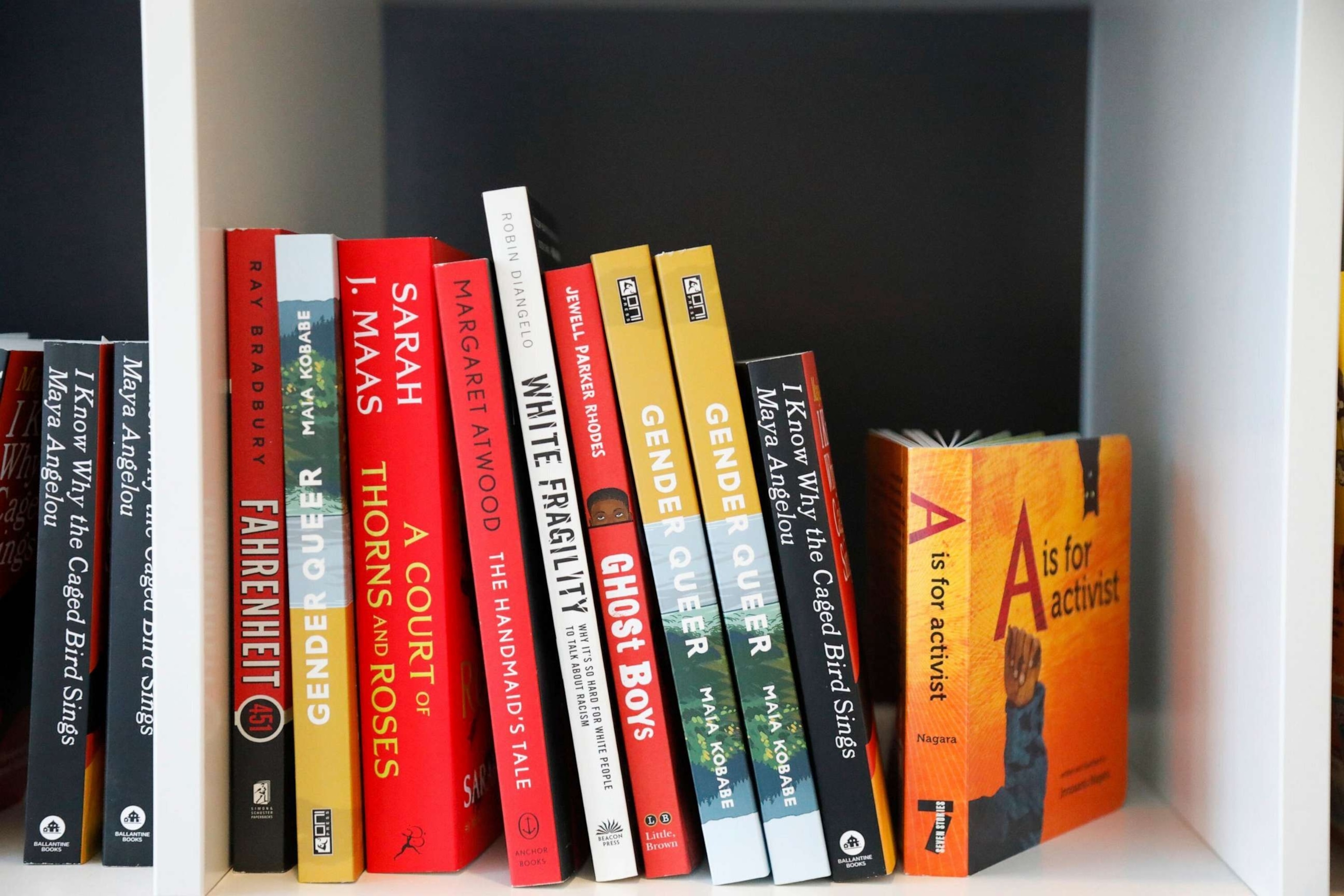 PHOTO: Books are displayed at the Banned Book Library at American Stage in St. Petersburg, Fla., Feb. 18, 2023.