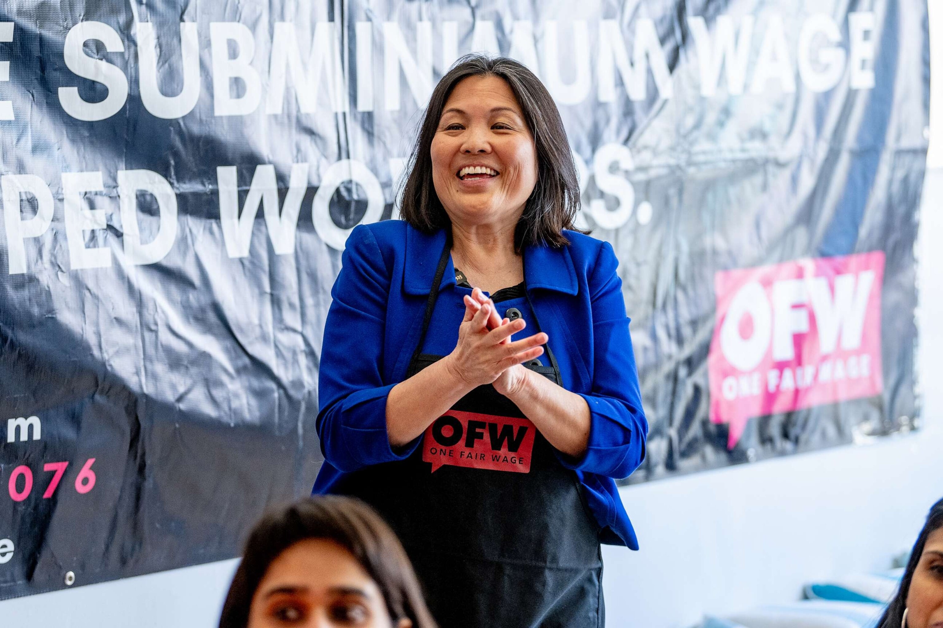 PHOTO: Deputy Labor Secretary Julie Su speaks during a Learn About Worker Experiences event at the Skal restaurant in Brooklyn, April 11, 2022, in New York City.